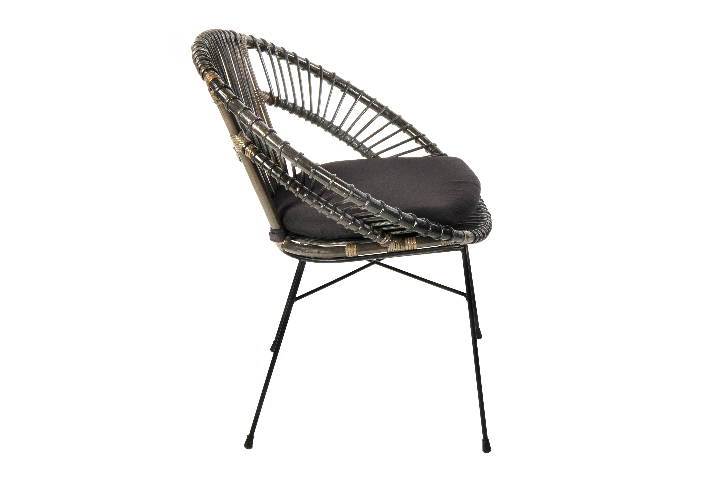 Esszimmerstuhl Korbstuhl Rattan Farbe anthrazit inkl. Sitzkissen GENUA
