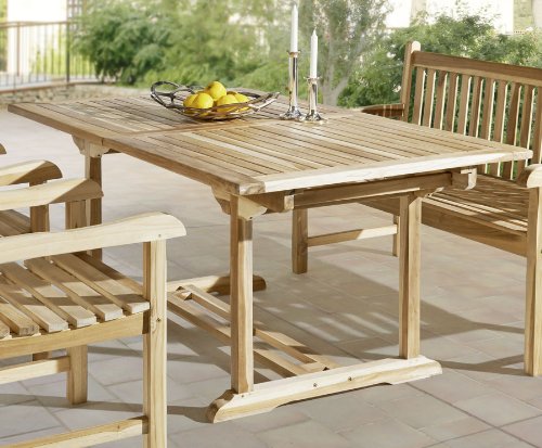  Gartenmöbel Set 4tlg mit Bank Teak Gartentisch ausziehbar 180-240 cm KUBA/CARACAS