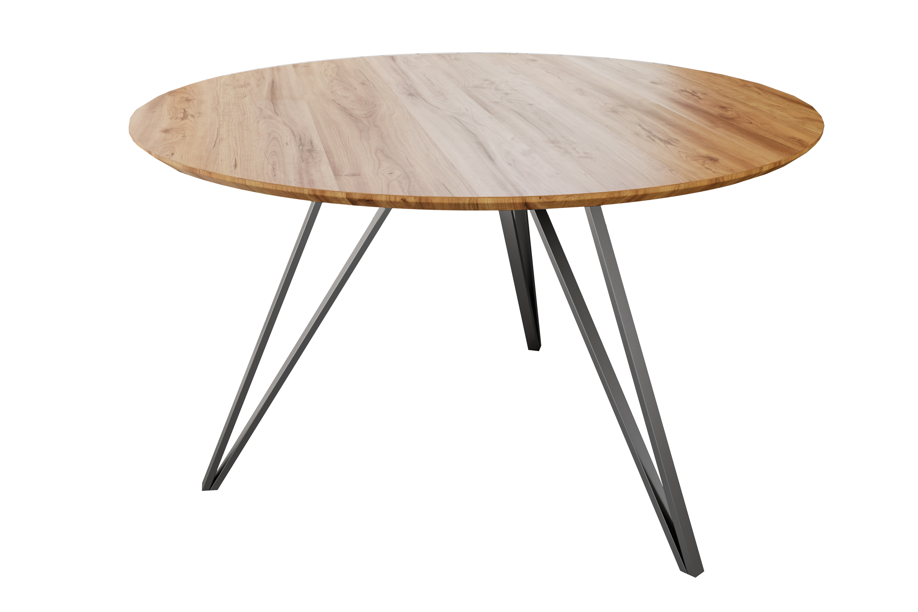  Runder Esszimmertisch massiv Eiche Schweizer Kante 100 cm Hairpin silber DREAM