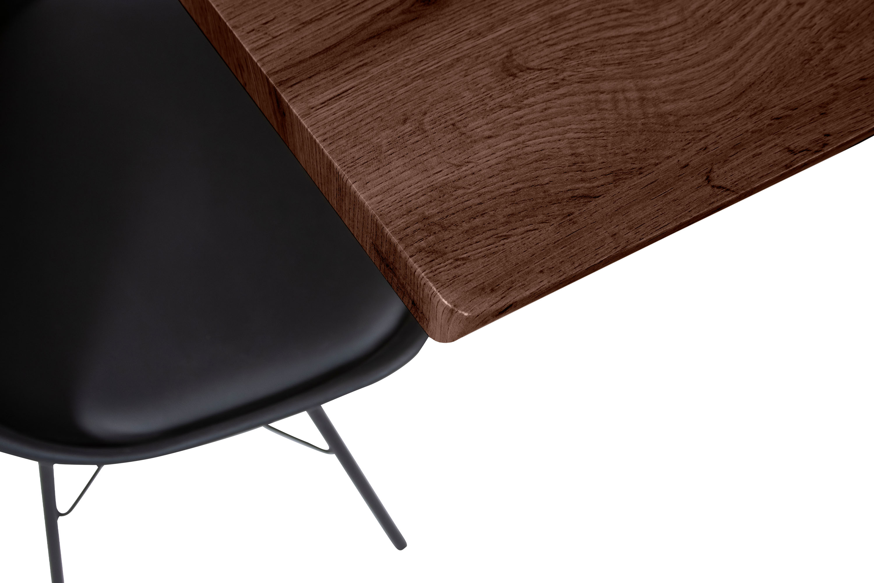 Esstisch Baumkante Holz-Optik Nussbaum 160 x 85 Spider-Gestell weiß JOSY