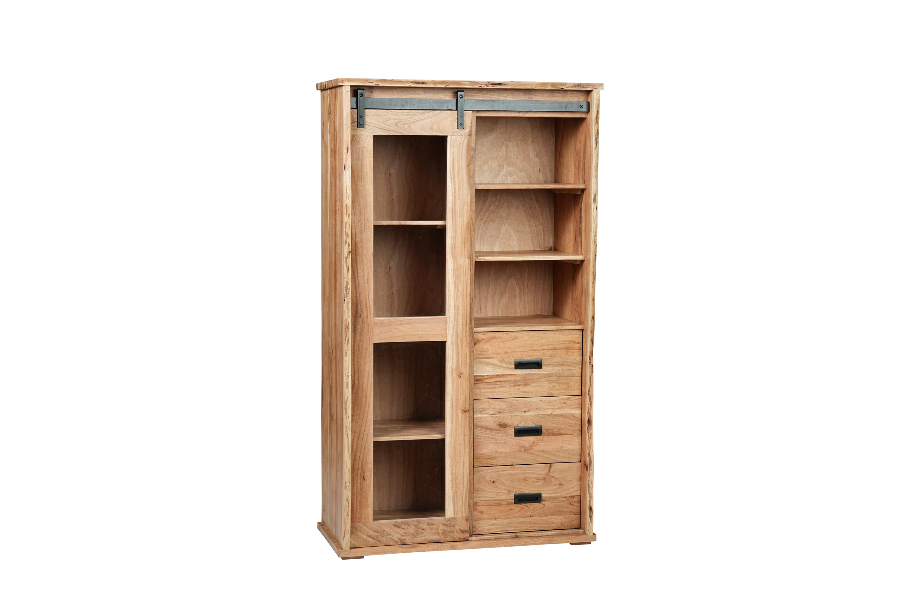 Highboard Baumkante 100 x 45 x 175 cm Akazienholz massiv naturfarben LIAN IV