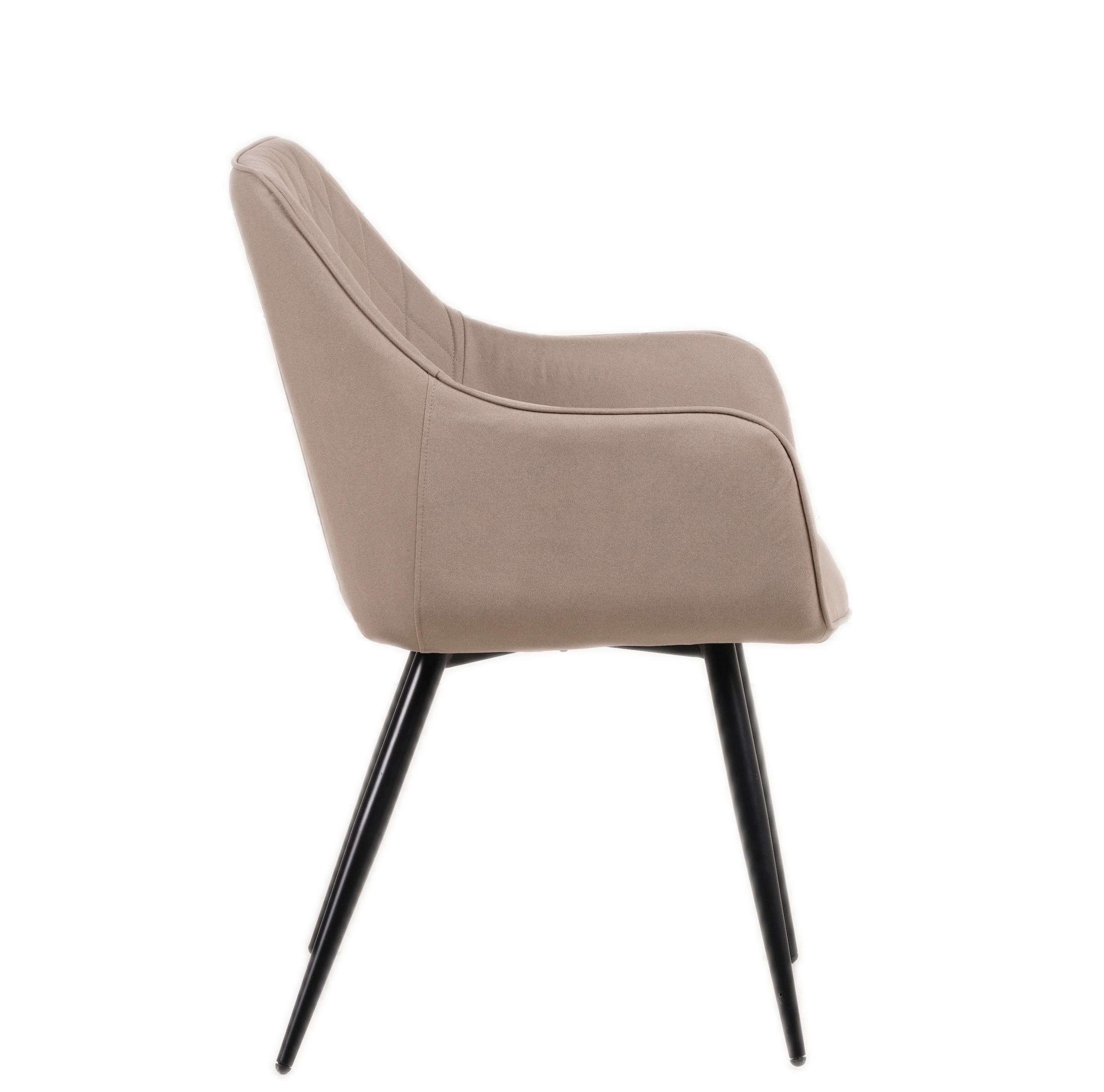  Esszimmer Armlehnstuhl Stoffbezug Taupe, Schwarze Metallfüße ELLI