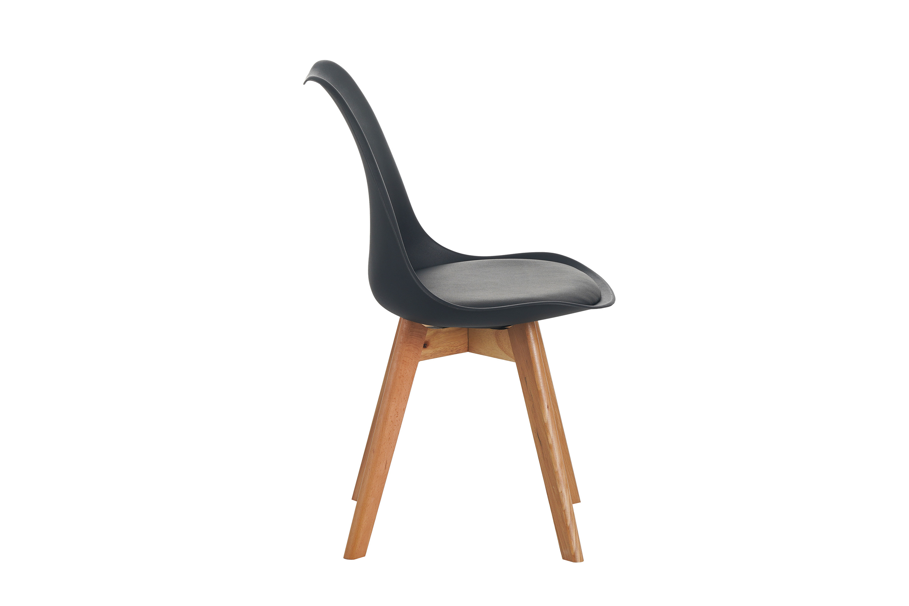 Esszimmer Schalenstuhl & Polster Kunstleder schwarz Stuhlbein Massivholz eichefarben LOVELACE