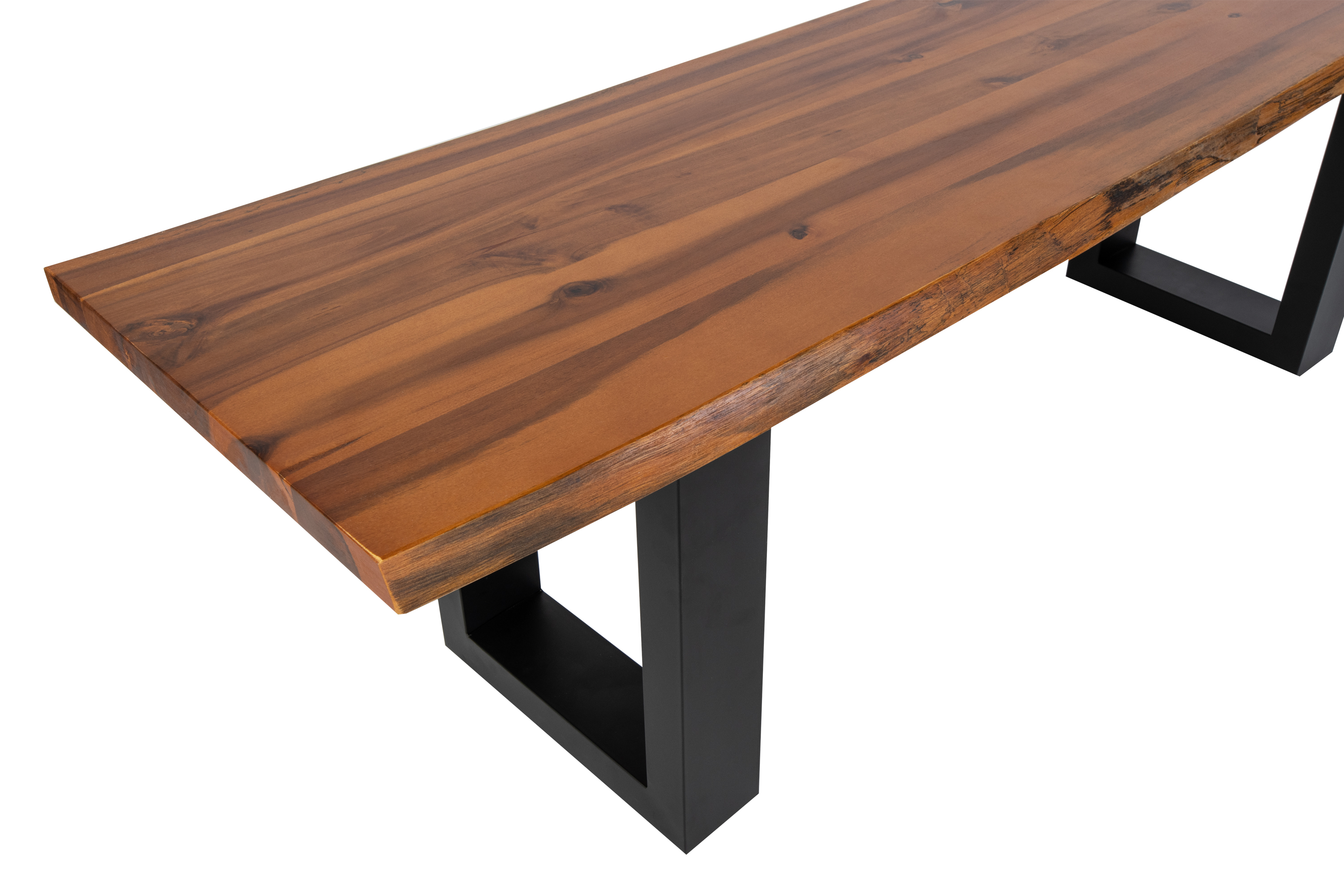 Sitzbank Baumkante 120 cm Cognac massiv Akazie schwarz ESRA