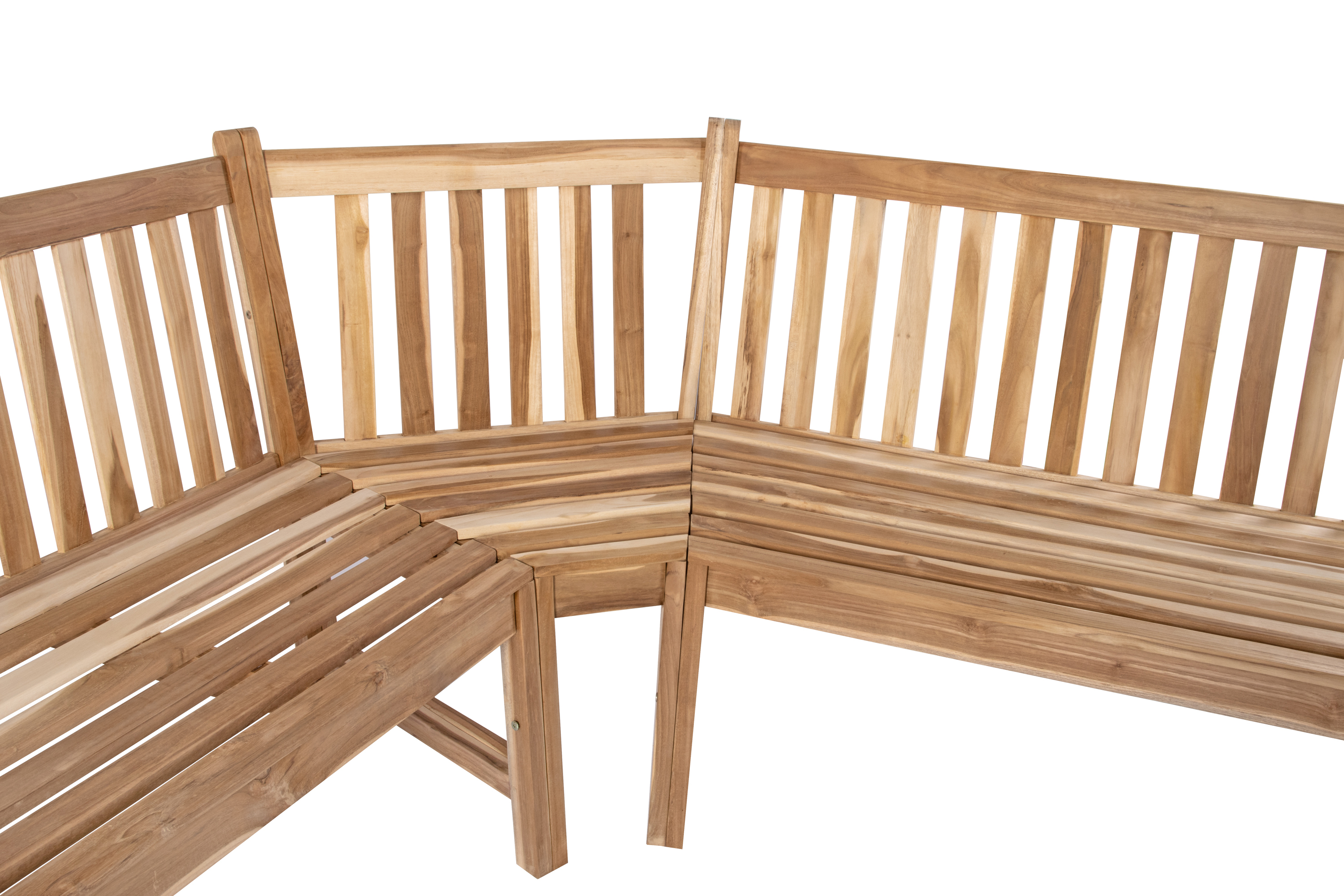 Gartenbank Eckbank 210 x 210 cm Teak-Holz FELIA