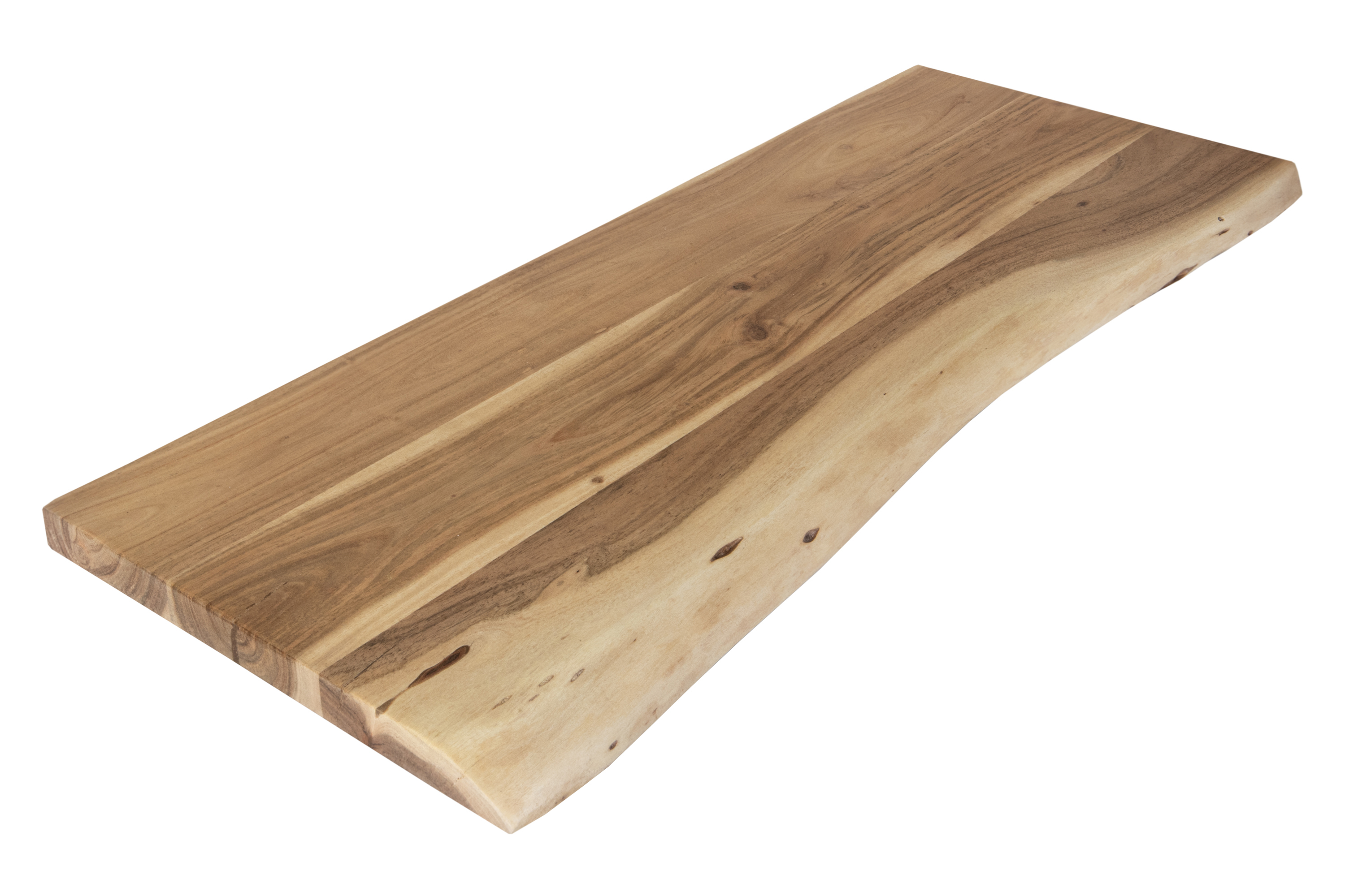 Holzplatte Arya mit echter Baumkante (einseitig), 70 x 30 cm, Akazienholz naturfarben, massiv & lackiert