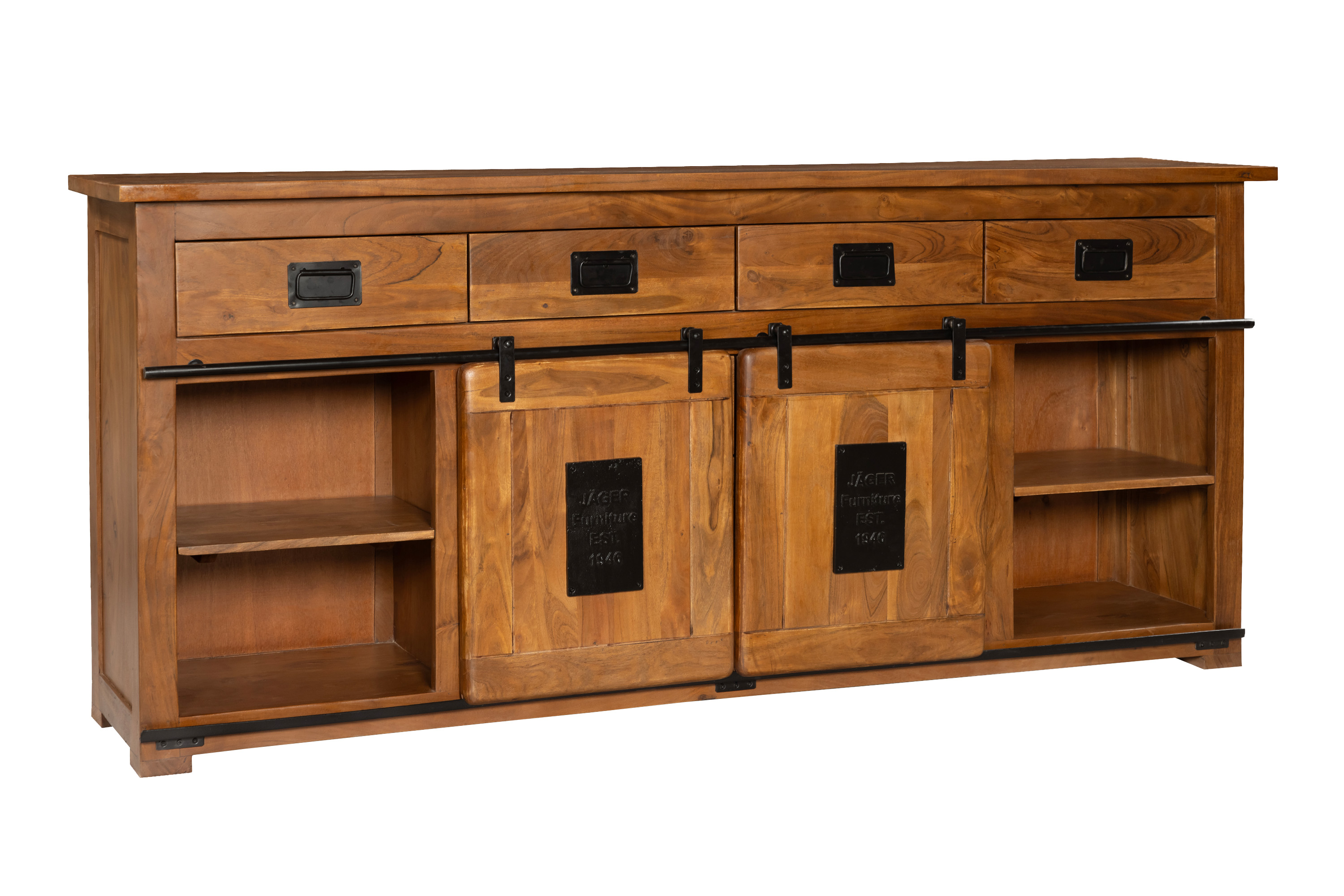 Sideboard Kommode Akazienholz massiv nussbaumfarben 200 x 90 x 45 cm LIBRO