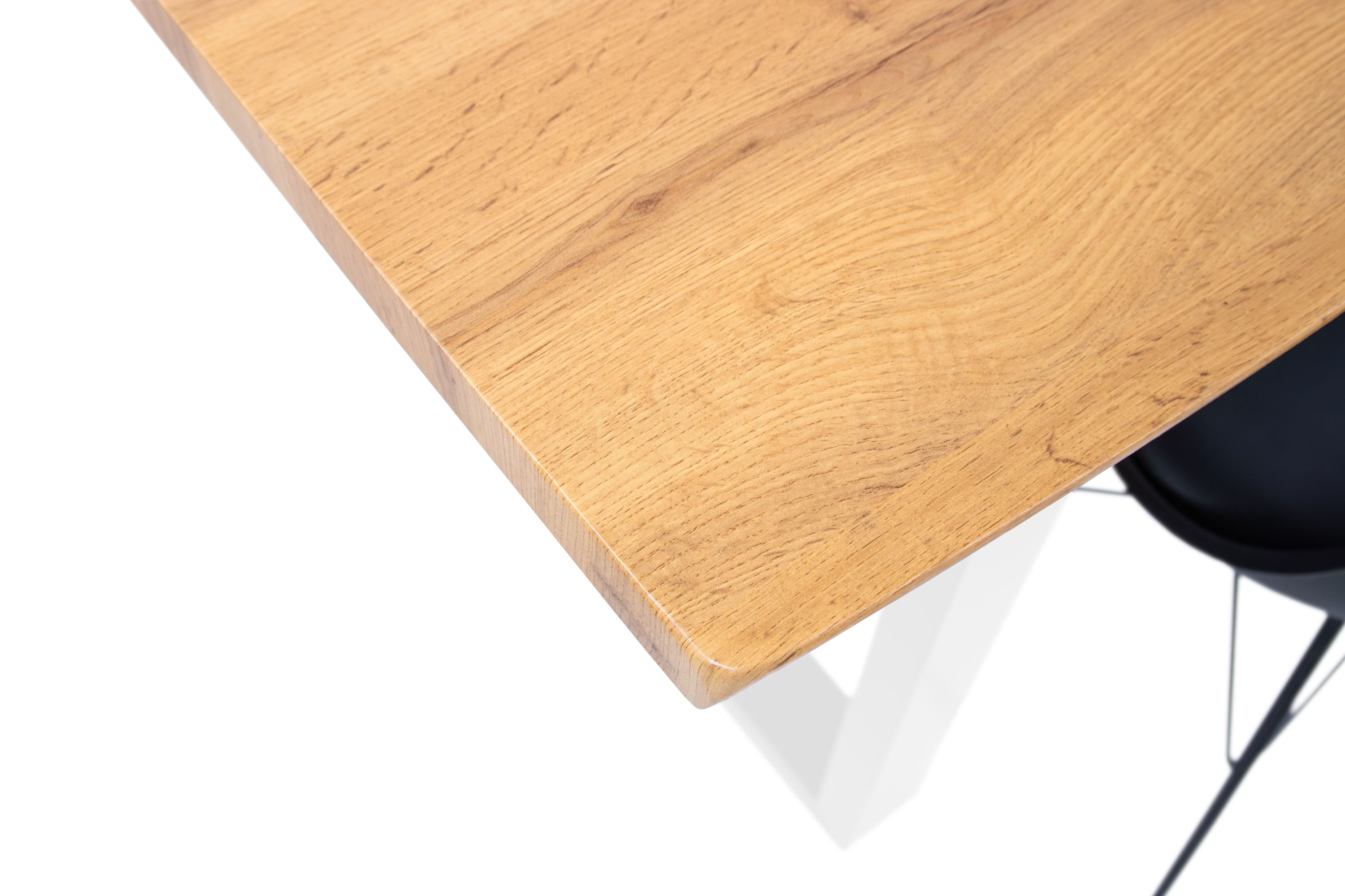 Esstisch Baumkante Holz-Optik Wildeiche 160 x 85 U-Gestell weiß JOSY