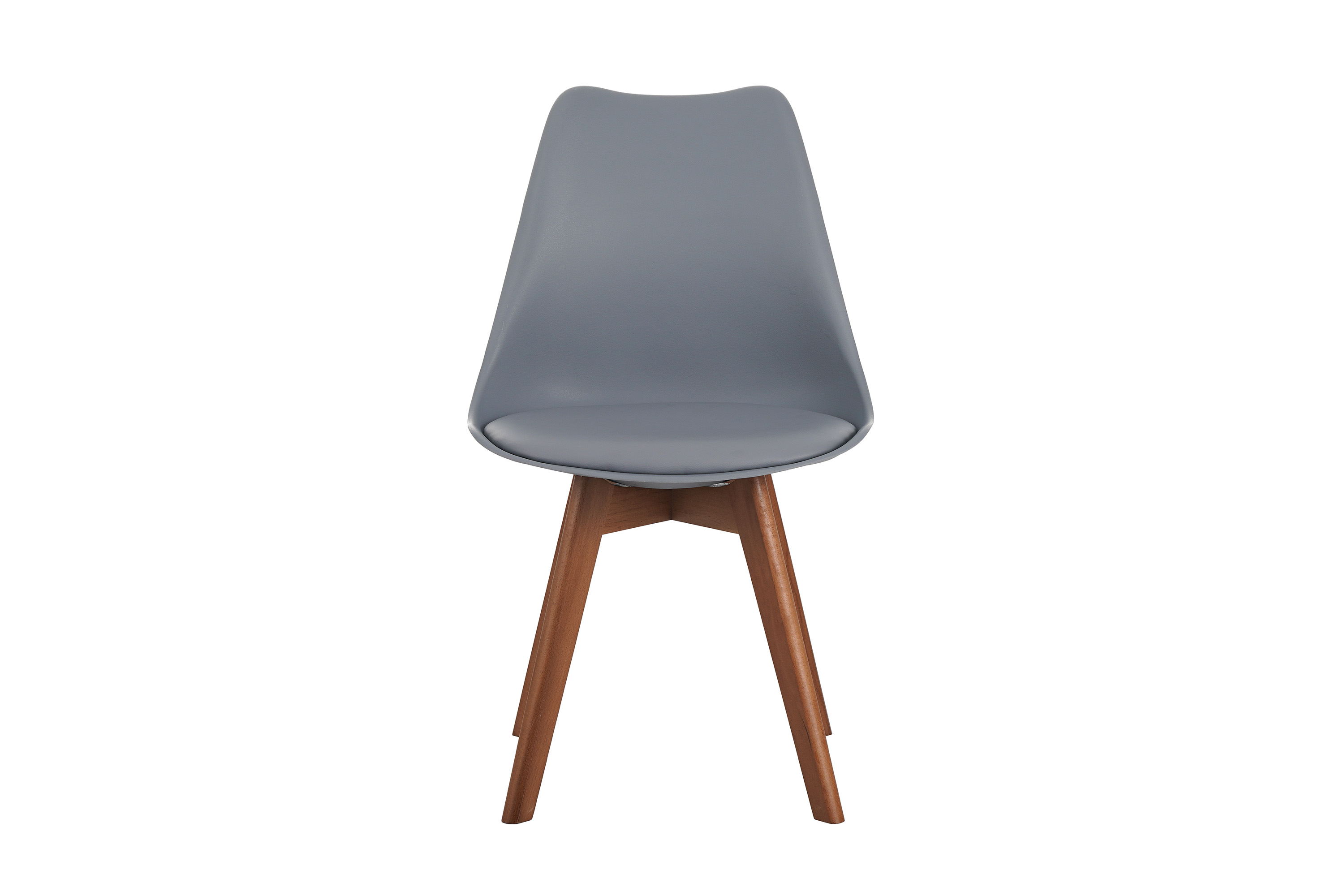 Esszimmer Schalenstuhl & Polster Kunstleder grau Stuhlbein Massivholz nussbaumfarben LOVELACE