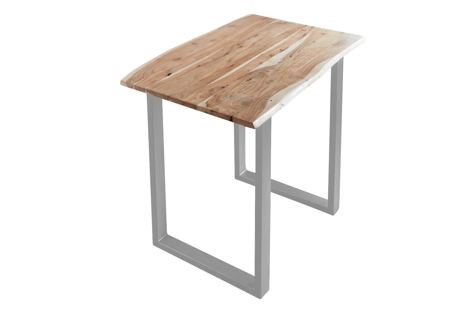  Bartisch Baumkante massiv Akazie natur 120 x 80 silber Quebec