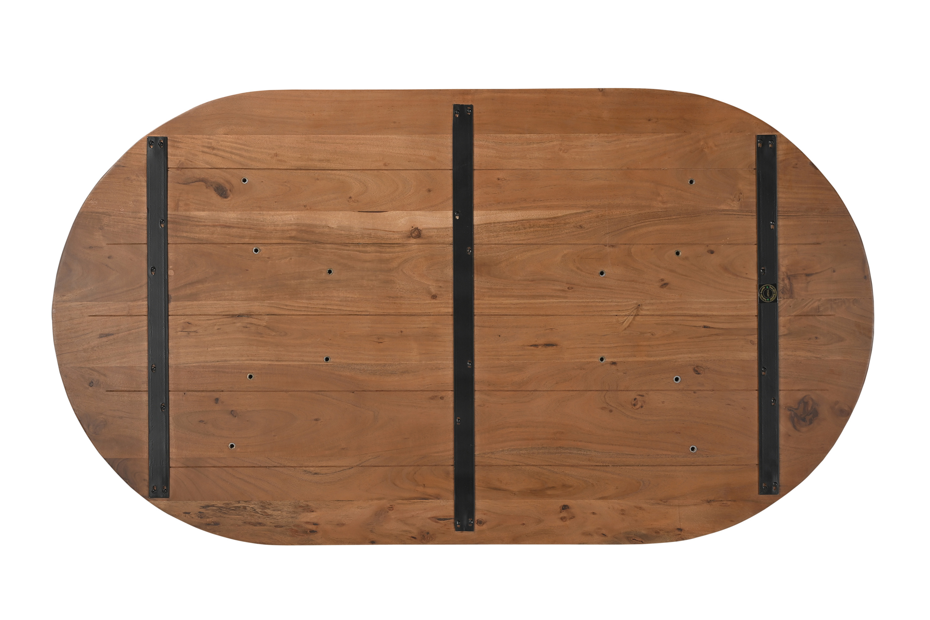 Esstisch 160 x 90 cm Akazienholz Nussbaum gerade Kante oval V-Gestell LAURIE