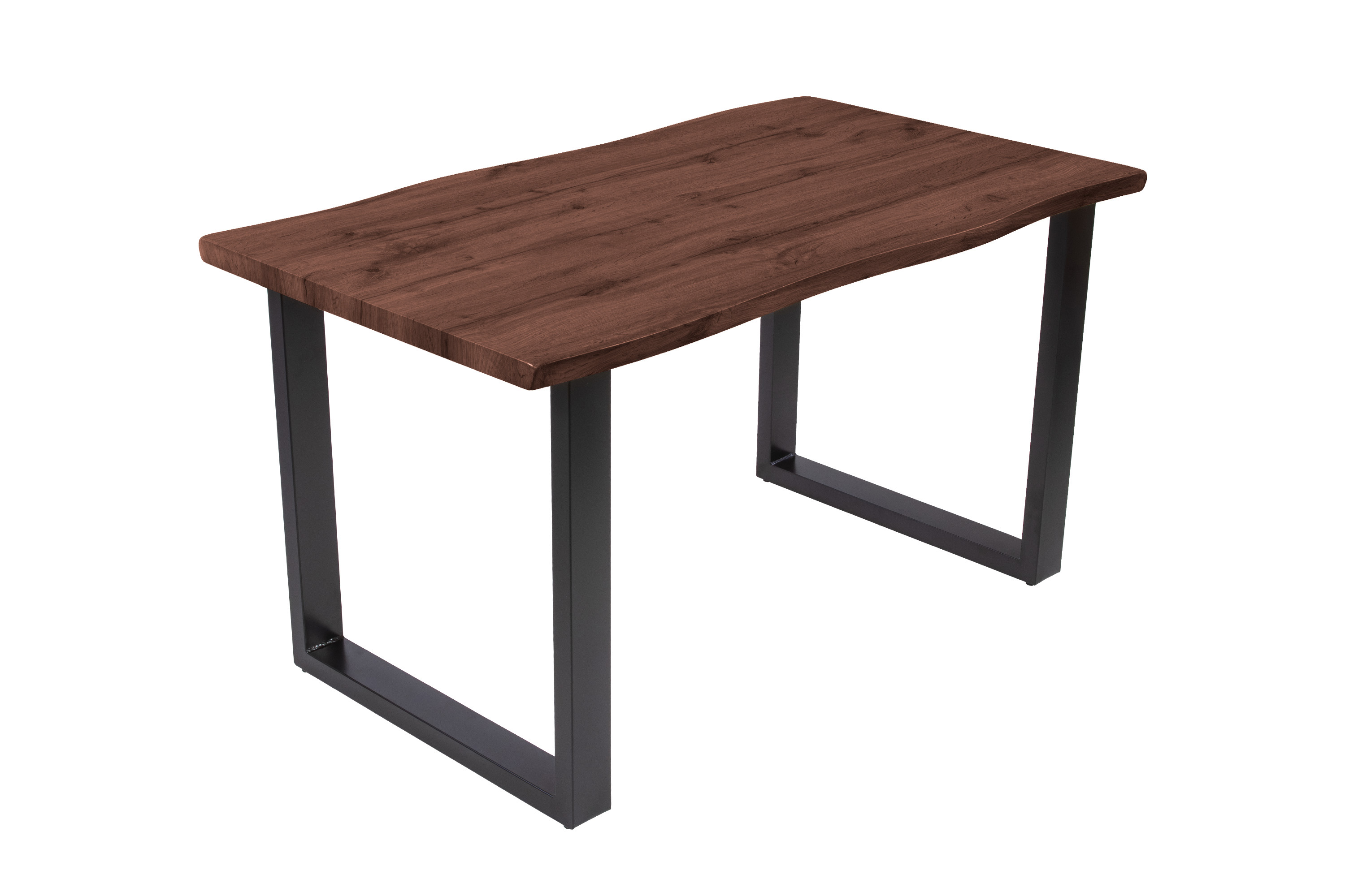 Esstisch Baumkante Holz-Optik Nussbaum 140 x 80 U-Gestell schwarz JOSY