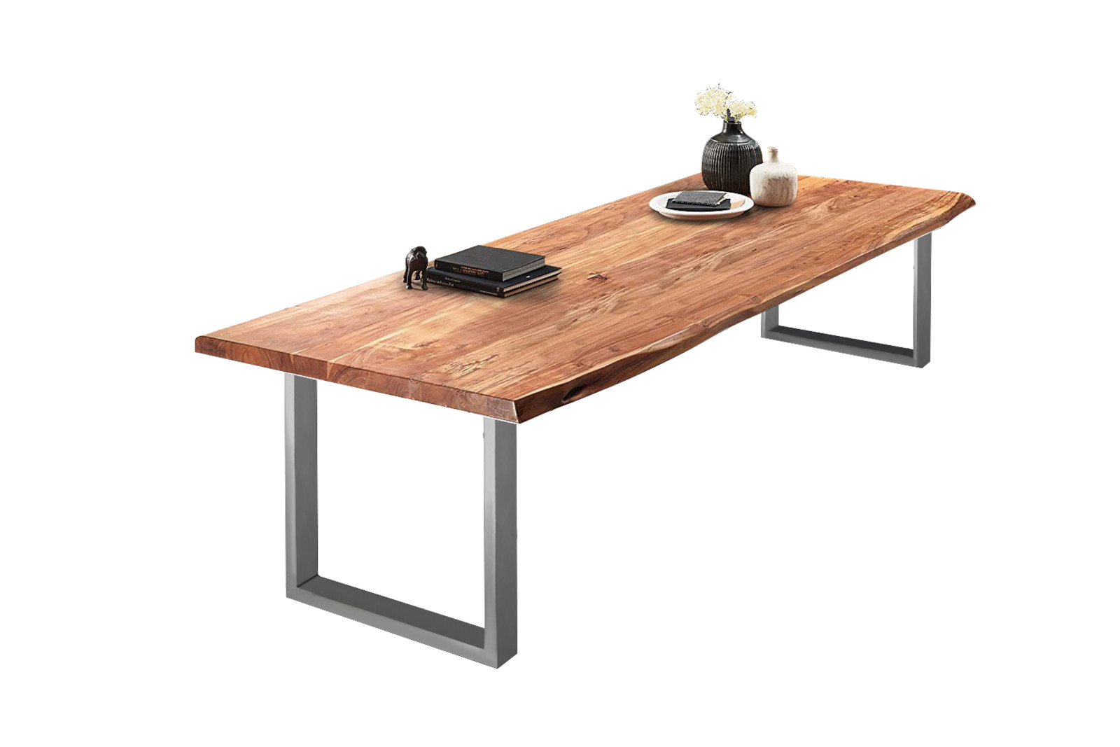  Esstisch Baumkante massiv Akazie natur 240 x 120 silber VALIN