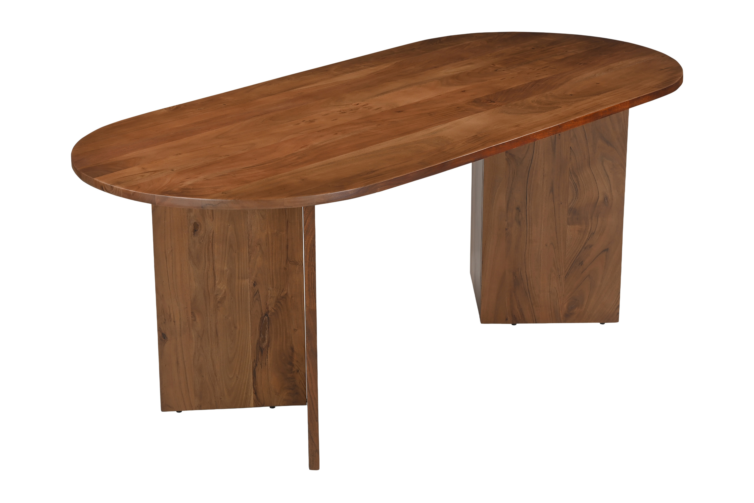 Esstisch 204 x 90 cm Akazienholz Nussbaum gerade Kante oval V-Gestell LAURIE