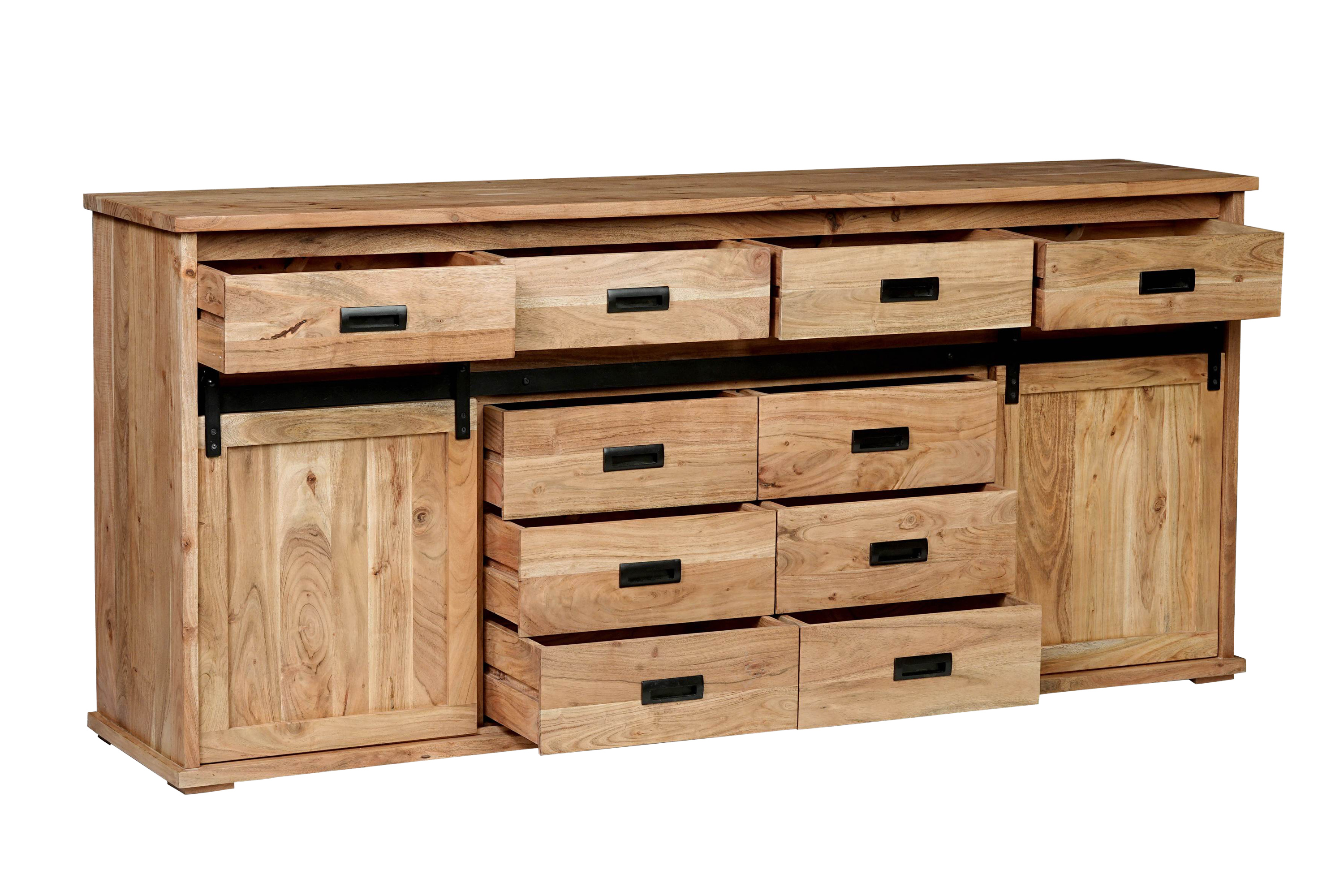 Sideboard 200 x 45 x 90 cm Akazienholz massiv naturfarben ohne Baumkante LIAN 4