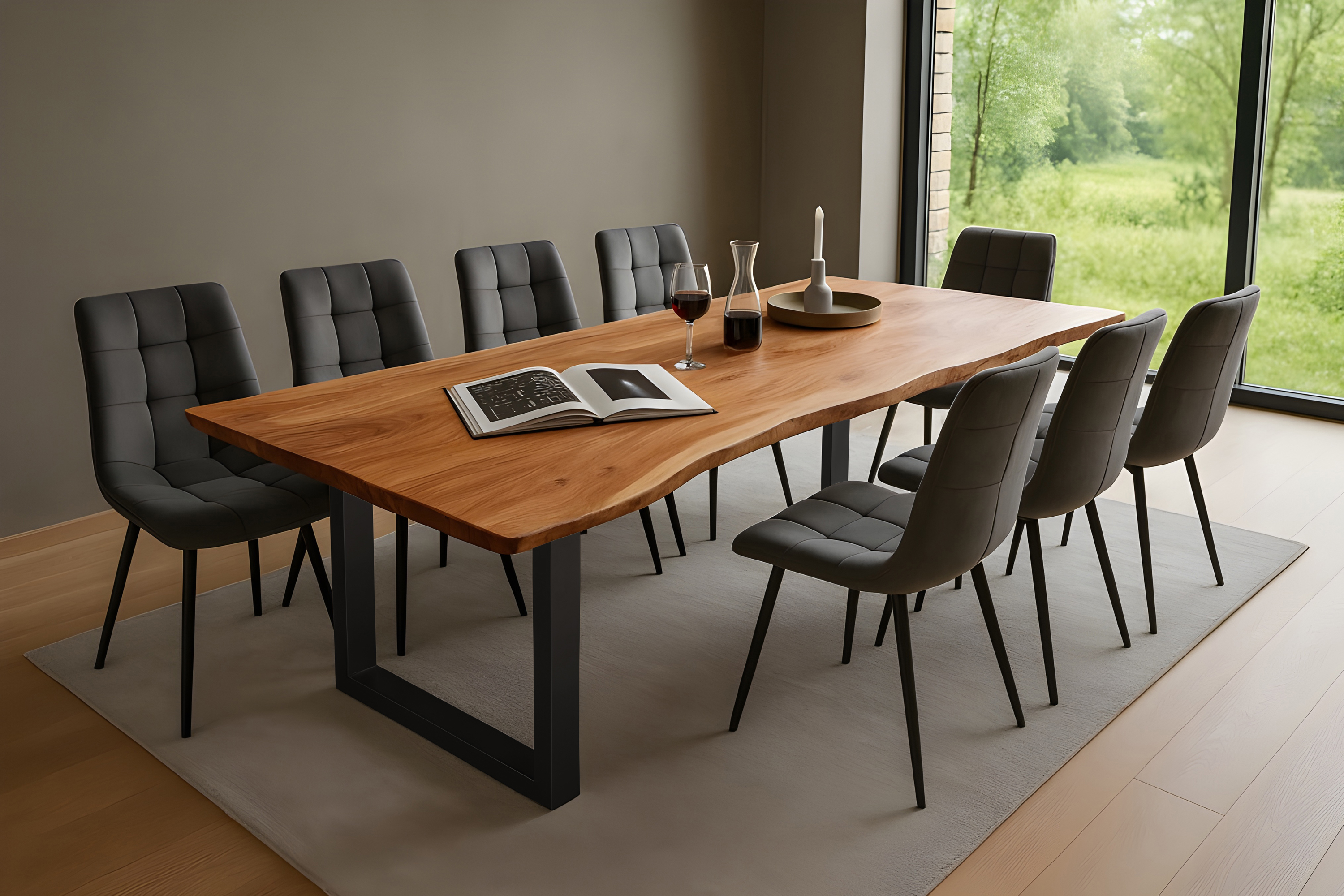 Esstisch Baumkante massiv Akazie natur 240 x 100 schwarz QUINN