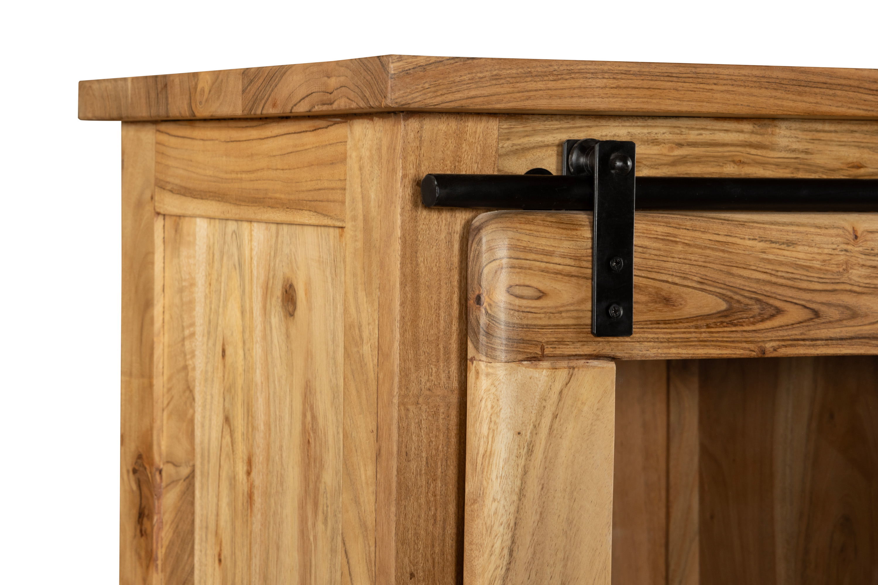 Highboard Vitrine 175 x 100 x 45 cm Akazienholz massiv naturfarben LIBRO
