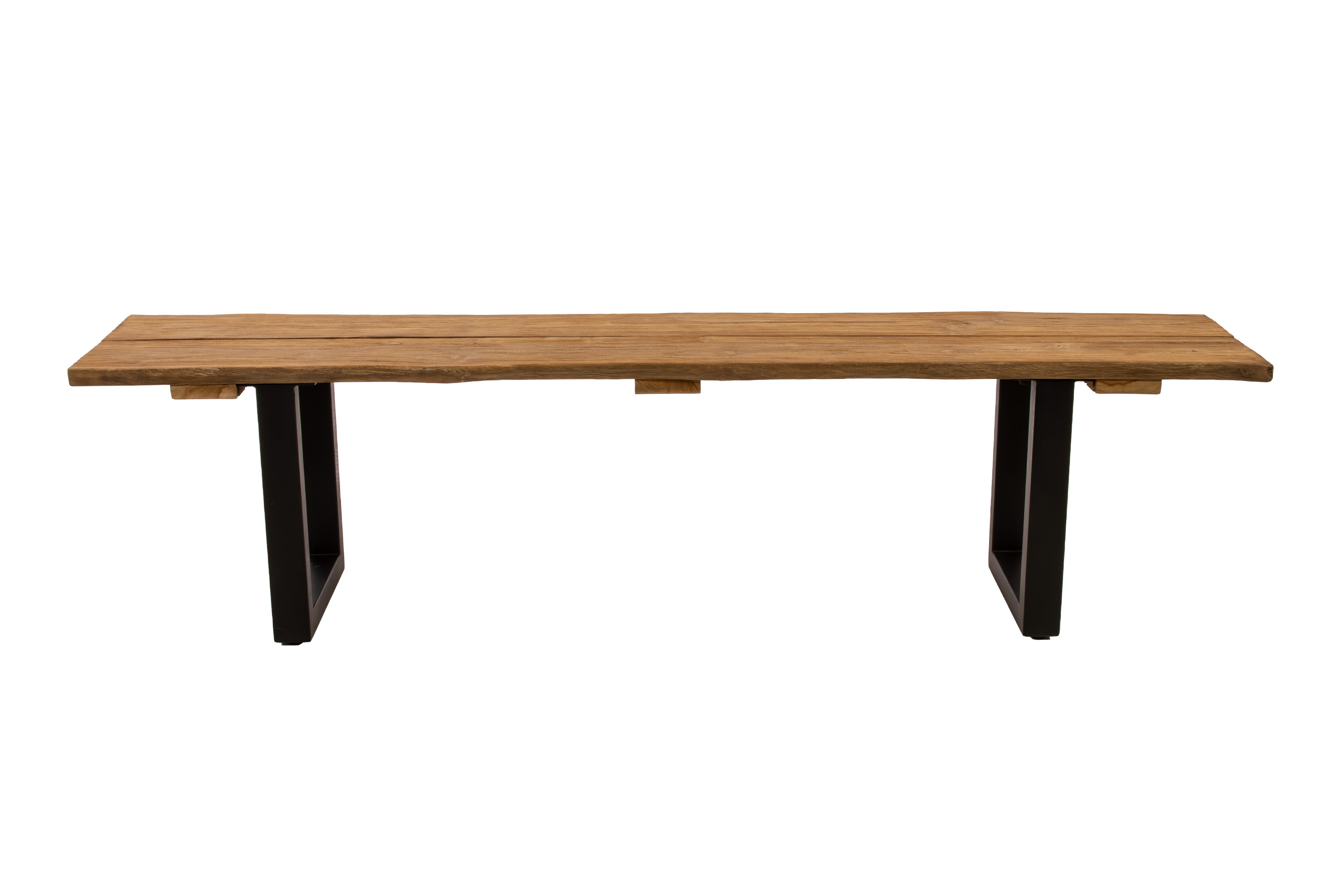 Gartenbank Outdoor Teakholz massiv 180 x 42 U-Gestell schwarz QUITO