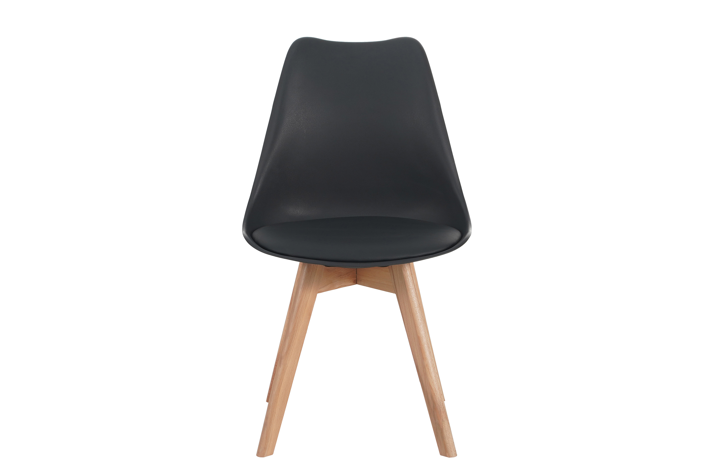 Esszimmer Schalenstuhl & Polster Kunstleder schwarz Stuhlbein Massivholz buchefarben LOVELACE