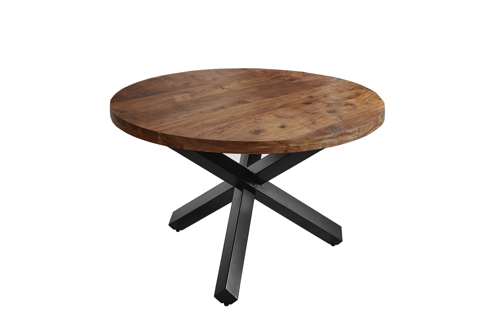  Esszimmertisch rund 120 cm Akazienholz Nussbaum Schwarz RUNA