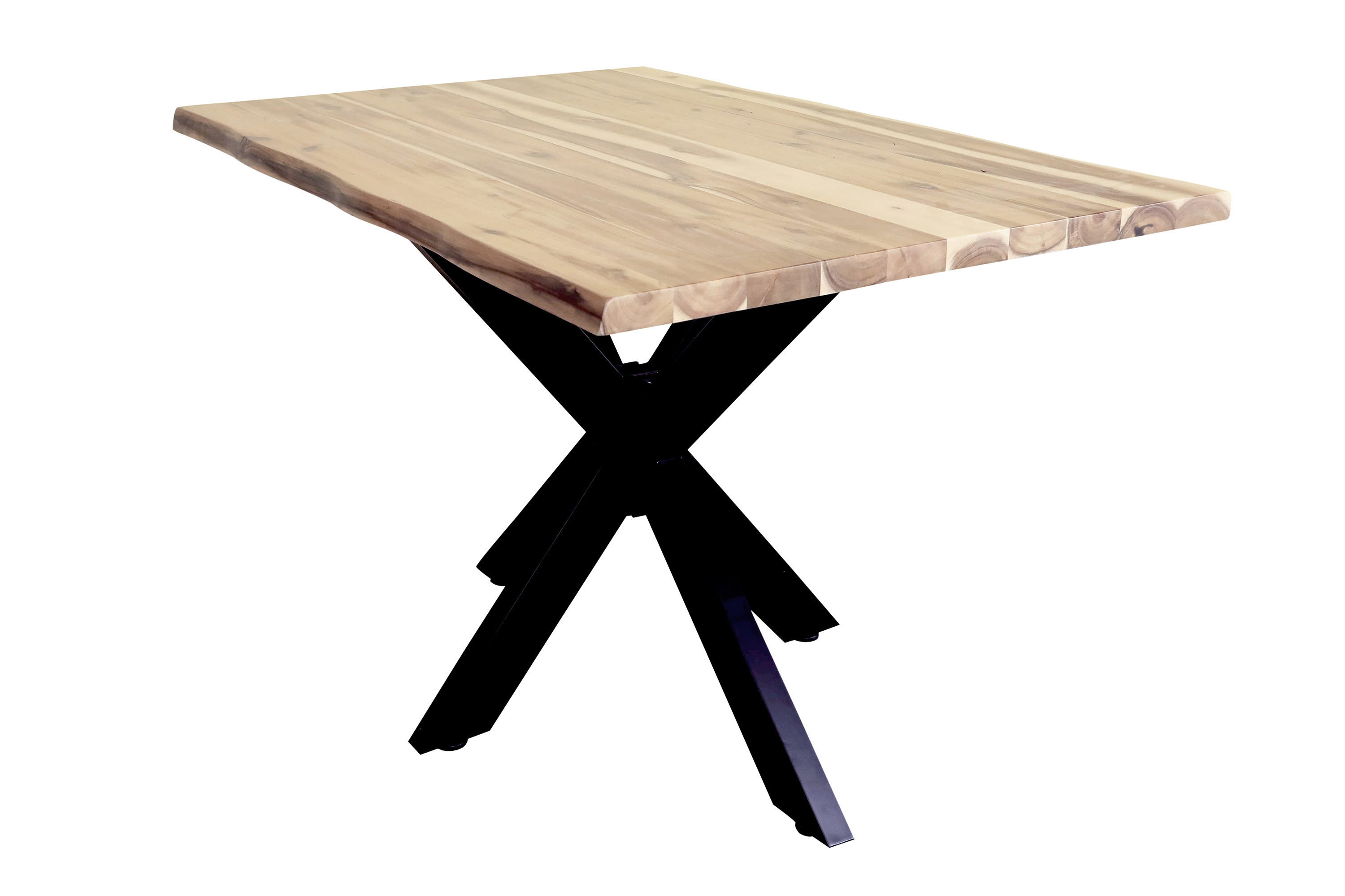 Esstisch Baumkante Akazie naturfarben 120 x 80 cm Spider-Gestell schwarz HARLEY