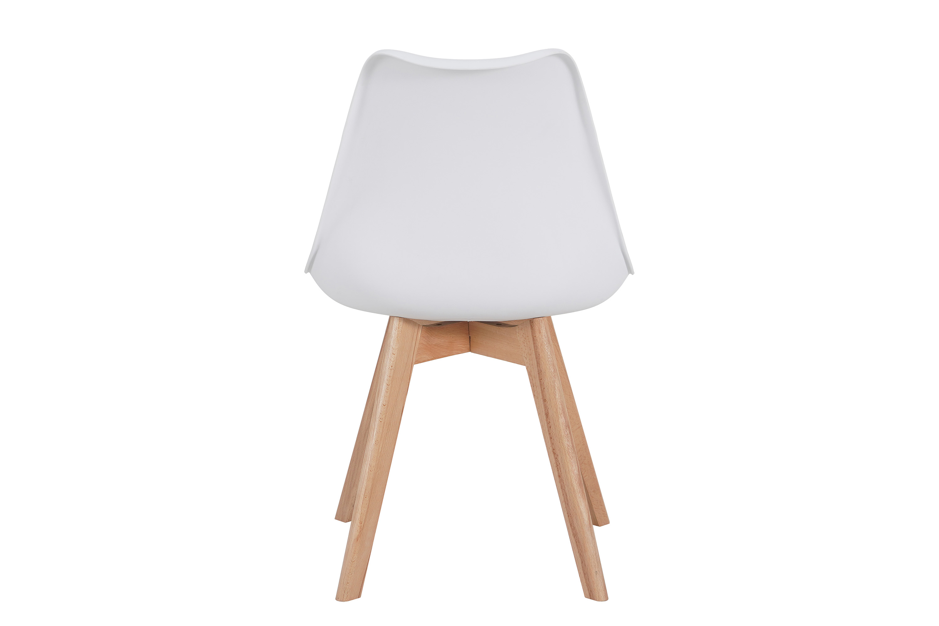 Esszimmer Schalenstuhl & Polster Kunstleder weiß Stuhlbein Massivholz buchefarben LOVELACE