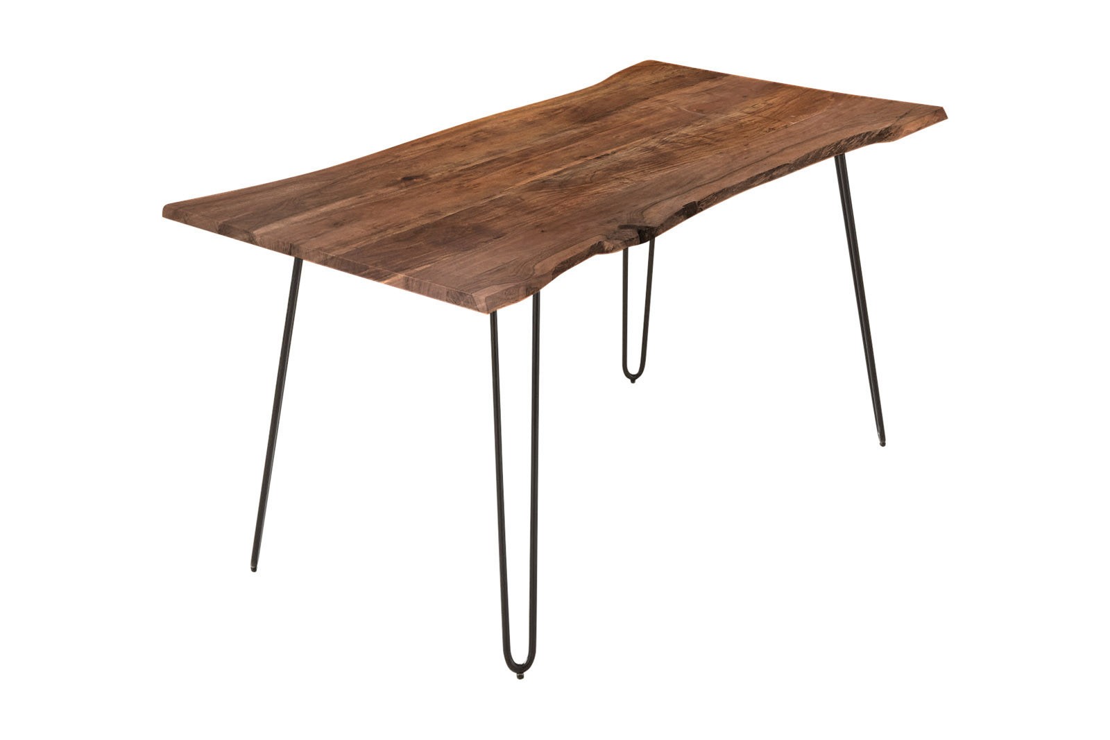  Esstisch Baumkante massiv Akazie nussbaum 120 Hairpin-Gestell schwarz HANNAH