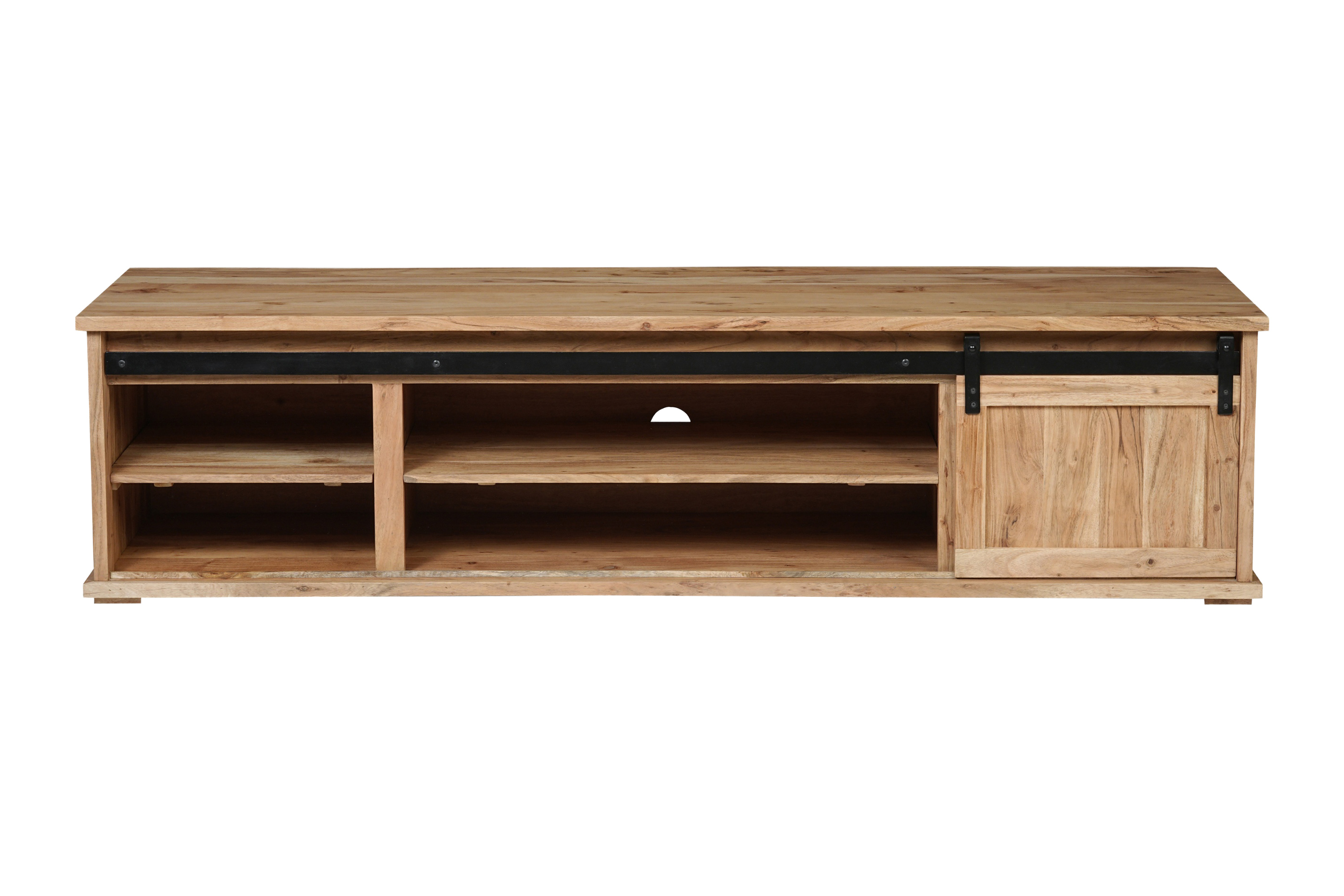 Lowboard 200 x 55 x 50 cm Akazienholz massiv naturfarben ohne Baumkante LIAN 2