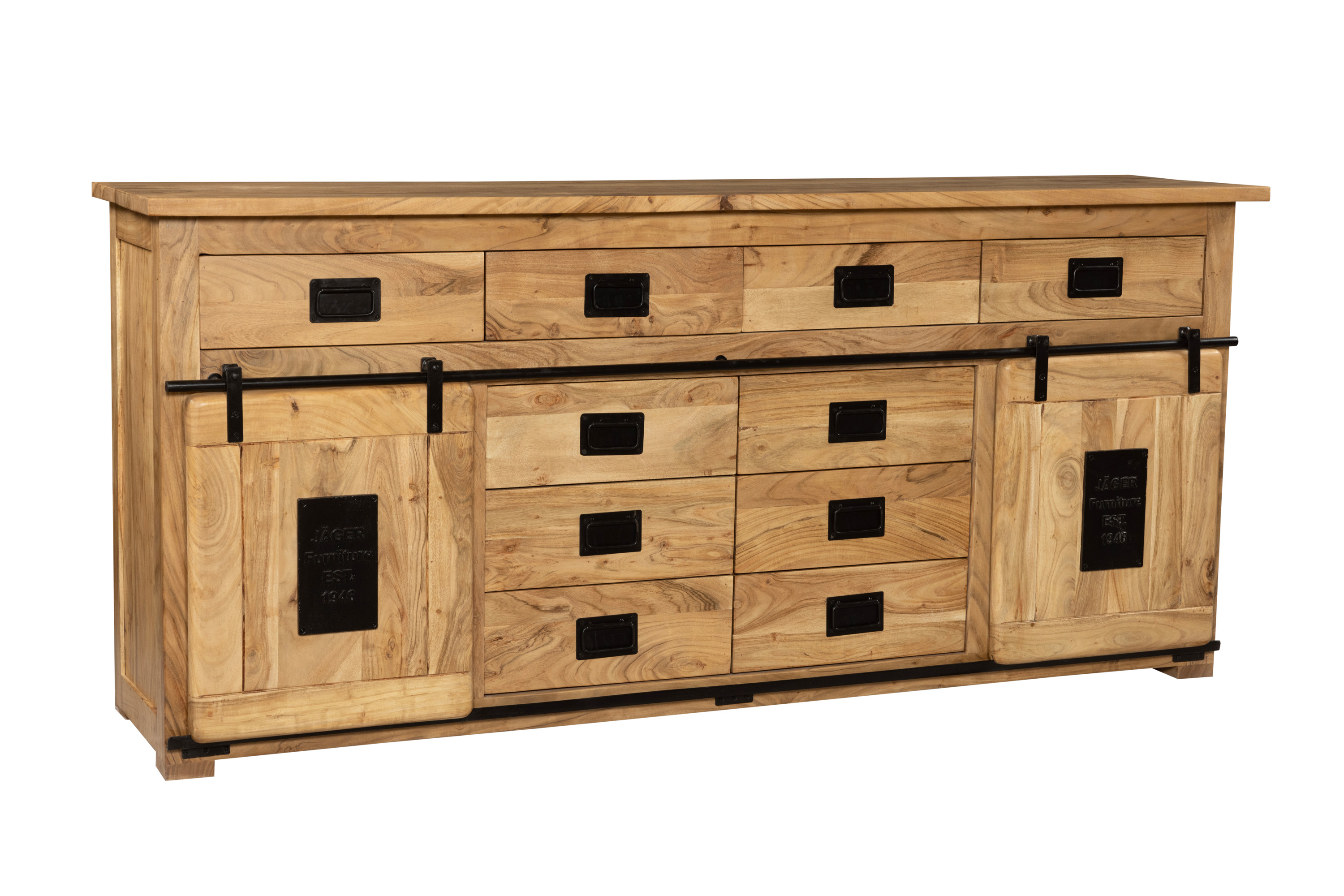 Sideboard Kommode 200 x 90 x 45 cm Akazienholz massiv naturfarben LIBRO