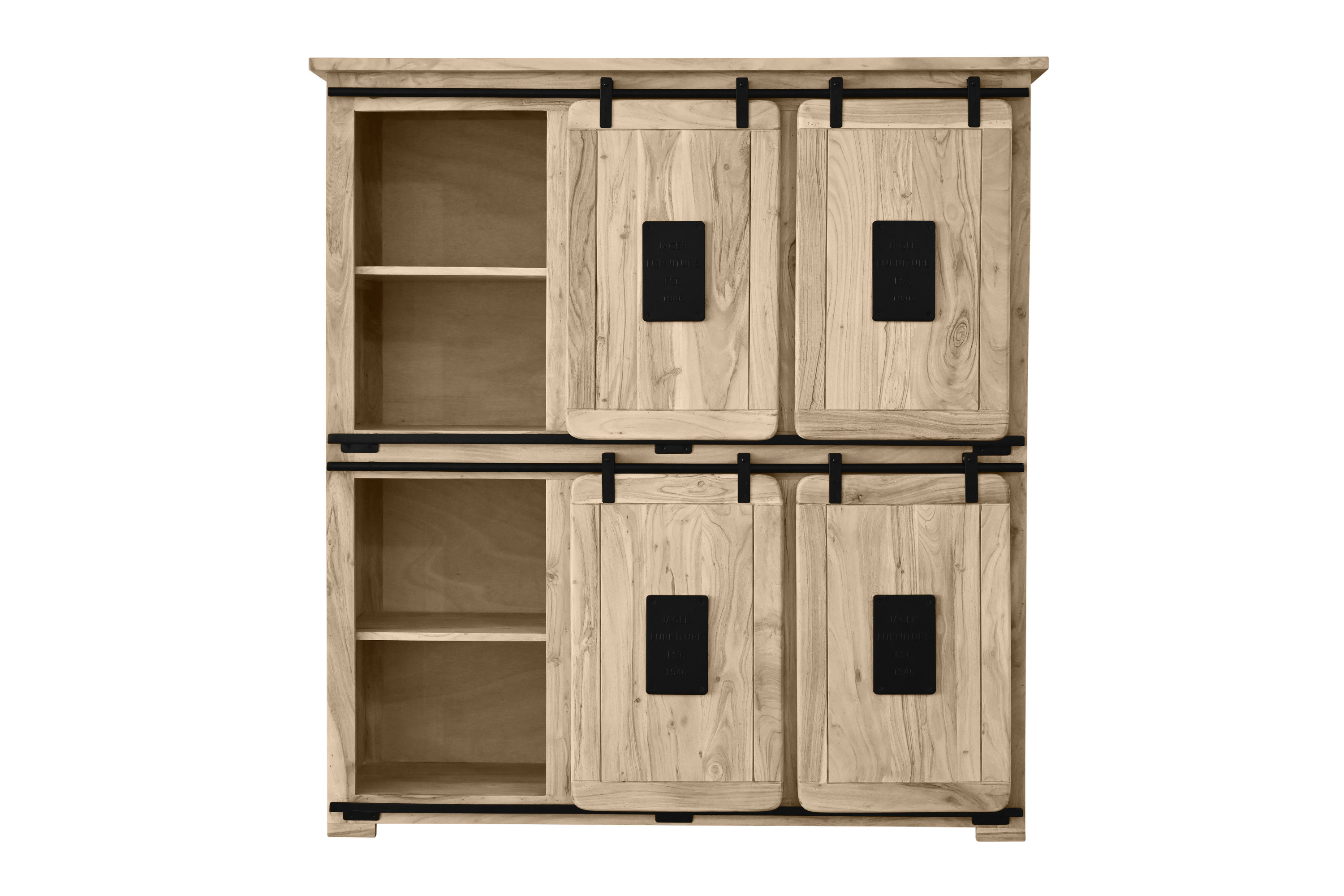 Highboard Vitrine Akazie massiv 150 x 45 x 160 cm eichefarben LIBRO