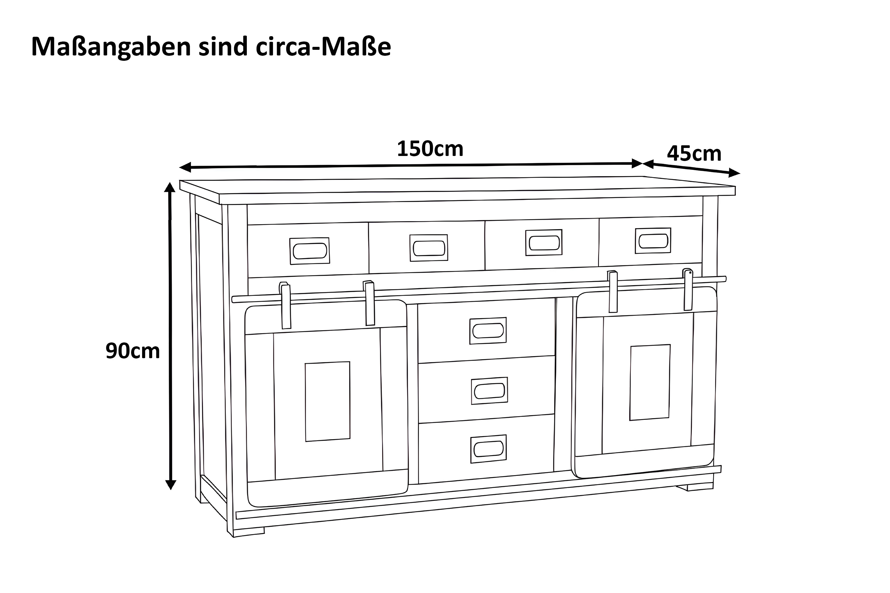 Sideboard Kommode Akazienholz massiv nussbaumfarben 150 x 90 x 45 cm LIBRO