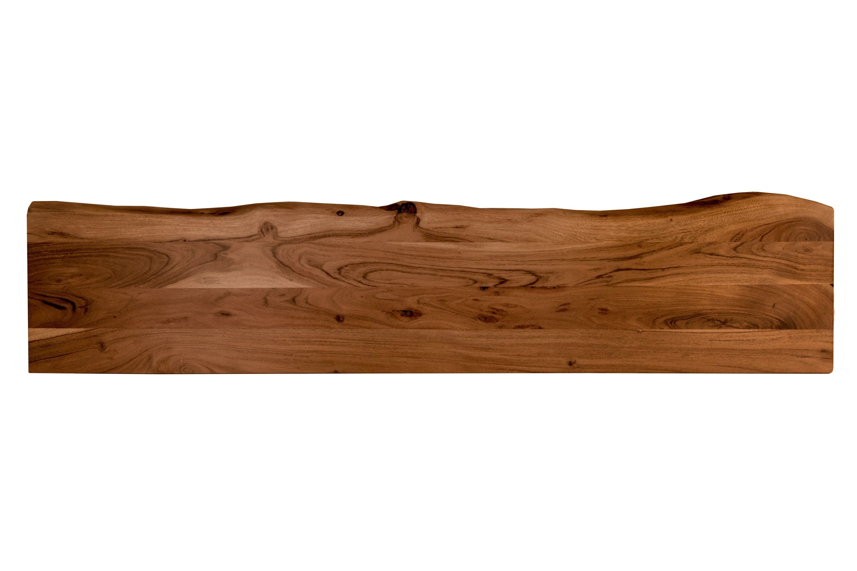 Holzplatte Arya mit echter Baumkante (einseitig), 140 x 30 cm, Akazienholz nussbaum, massiv & lackiert