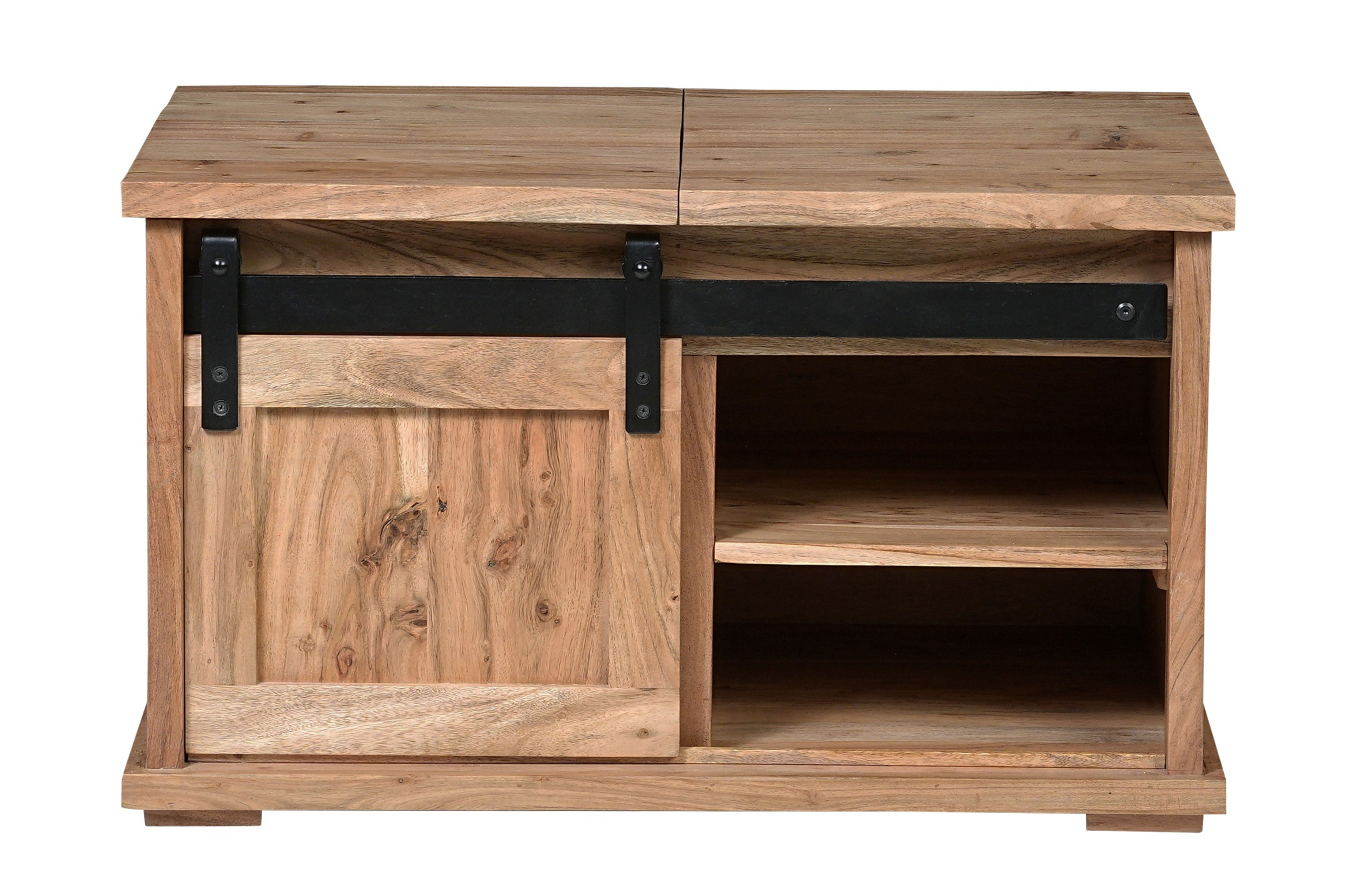 Truhen-Couchtisch 76 x 51 x 45 cm Akazienholz massiv naturfarben ohne Baumkante LIAN 1