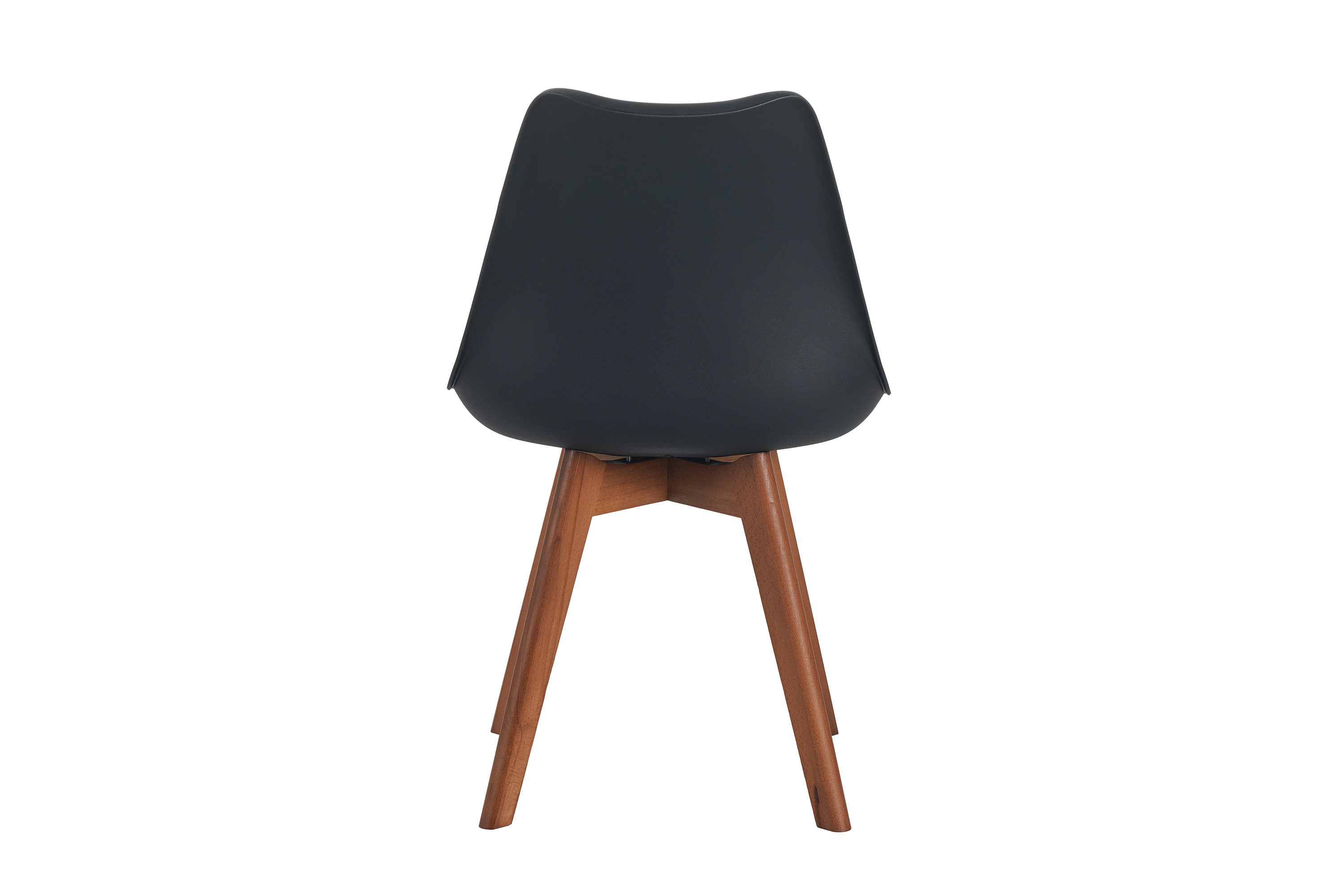 Esszimmer Schalenstuhl & Polster Kunstleder schwarz Stuhlbein Massivholz nussbaumfarben LOVELACE