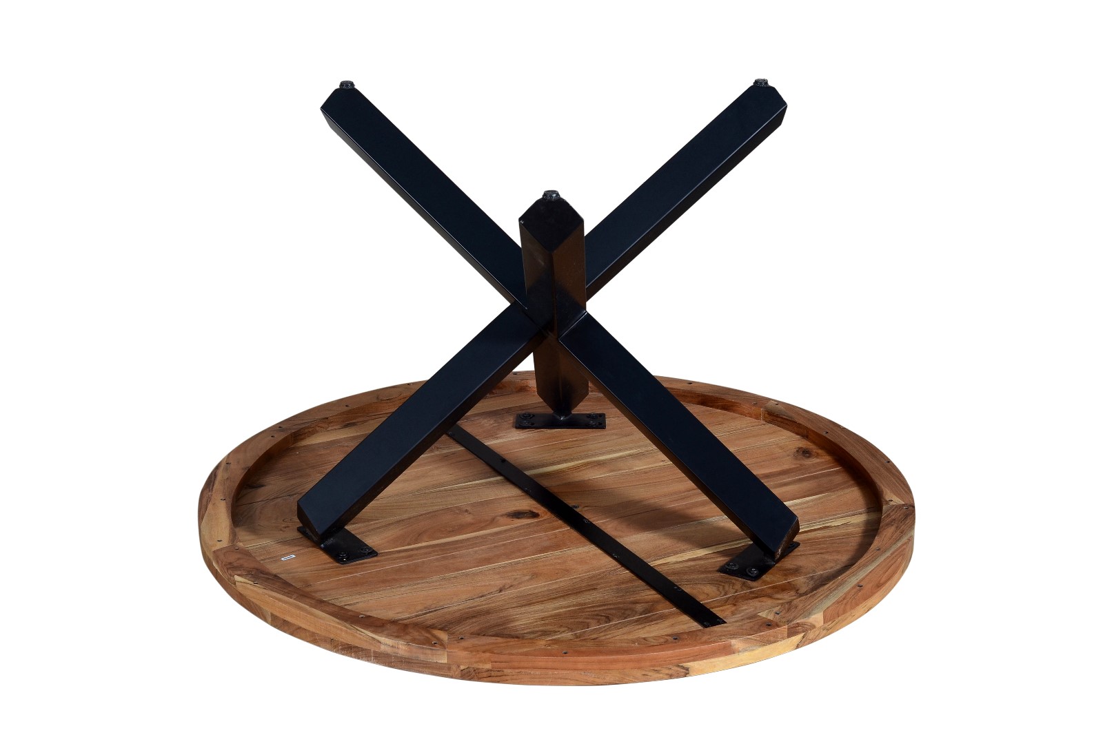   Esszimmertisch rund 120 cm Akazienholz Natur Schwarz RUNA