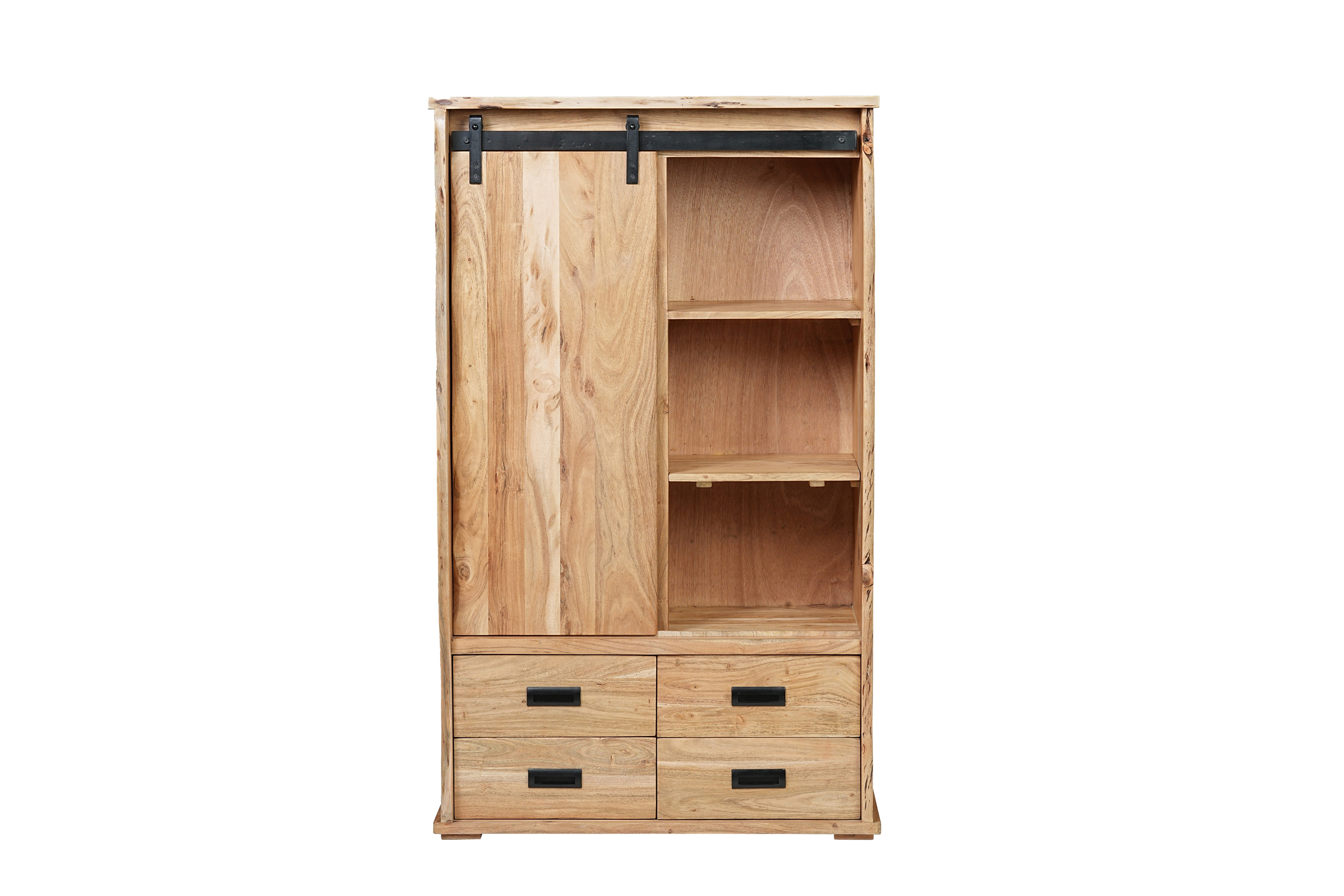 Highboard Baumkante 90 x 45 x 150 cm Akazienholz massiv naturfarben LIAN II