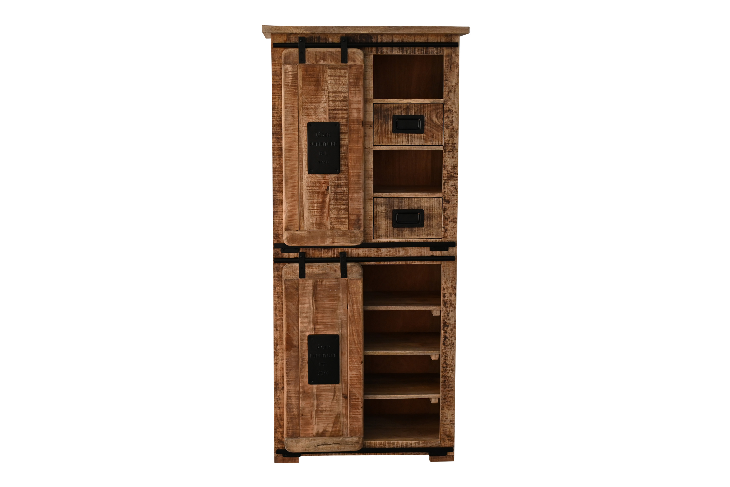 Highboard Mango Rough massiv vielfarbig 80 x 45 x 175 cm LIBRO