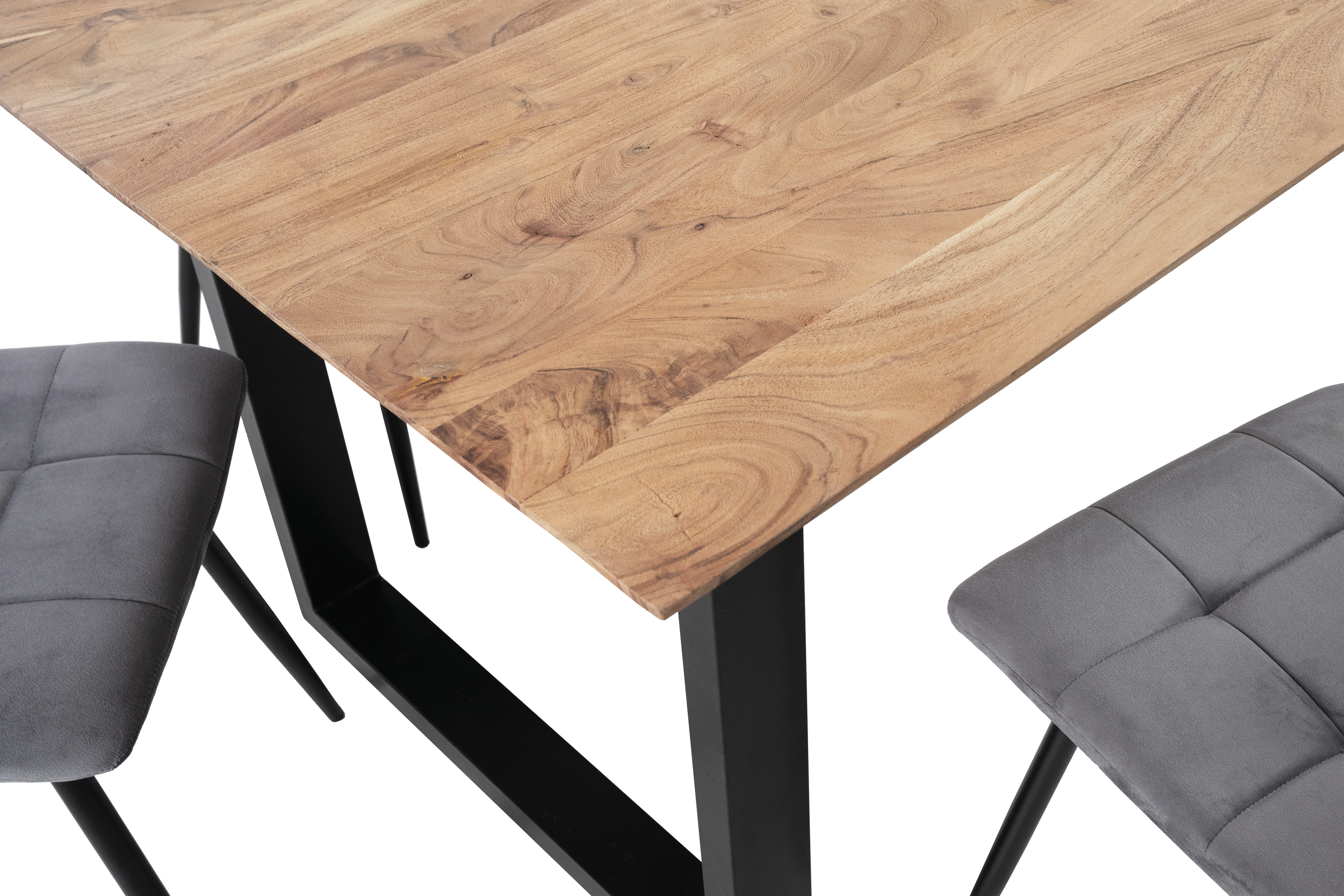 Esstisch 180x90 cm Akazie massiv eichenfarben schweizer Kante U-Gestell schwarz DEAN