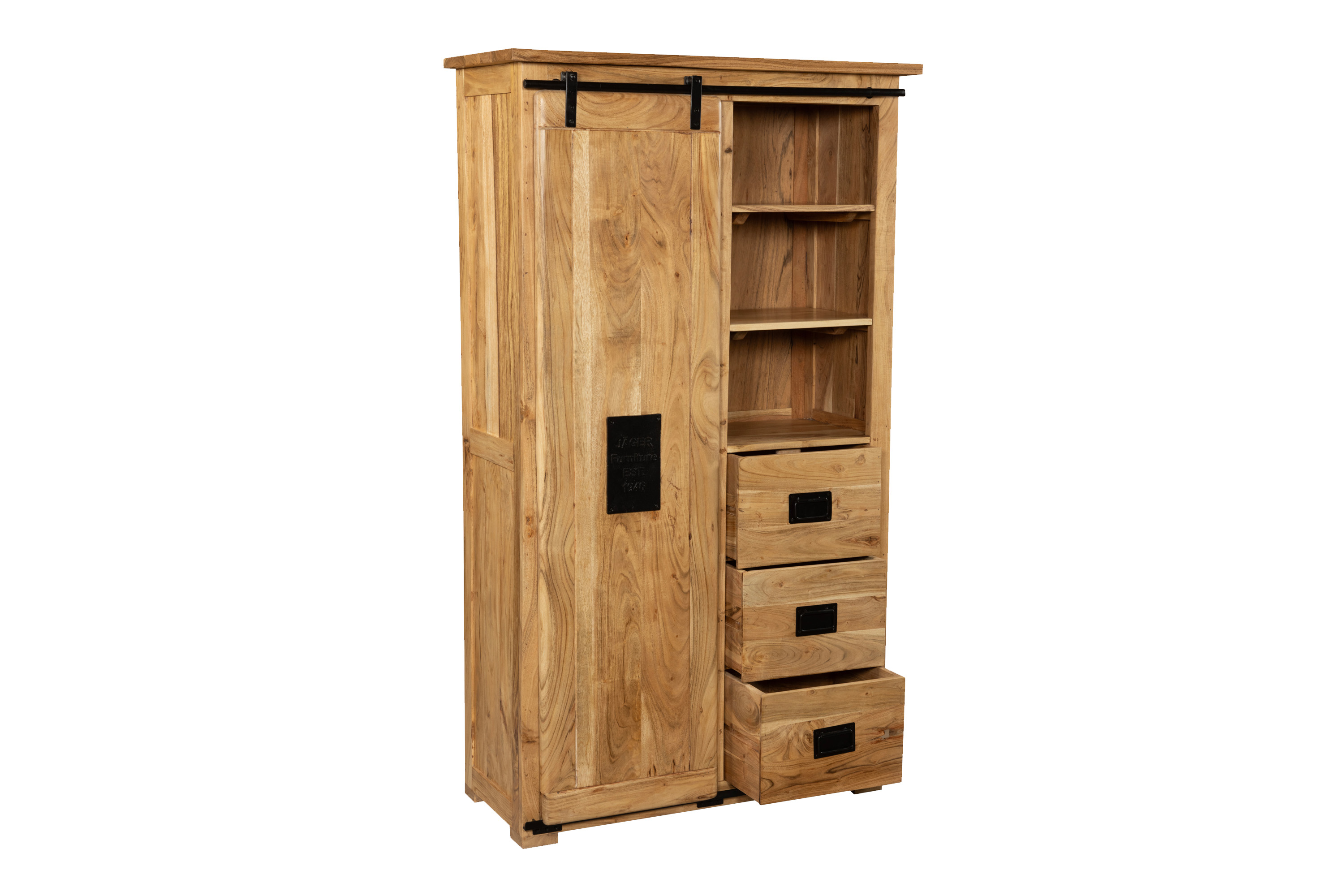 Kleiderschrank 175 x 100 x 45 cm Akazienholz massiv naturfarben LIBRO