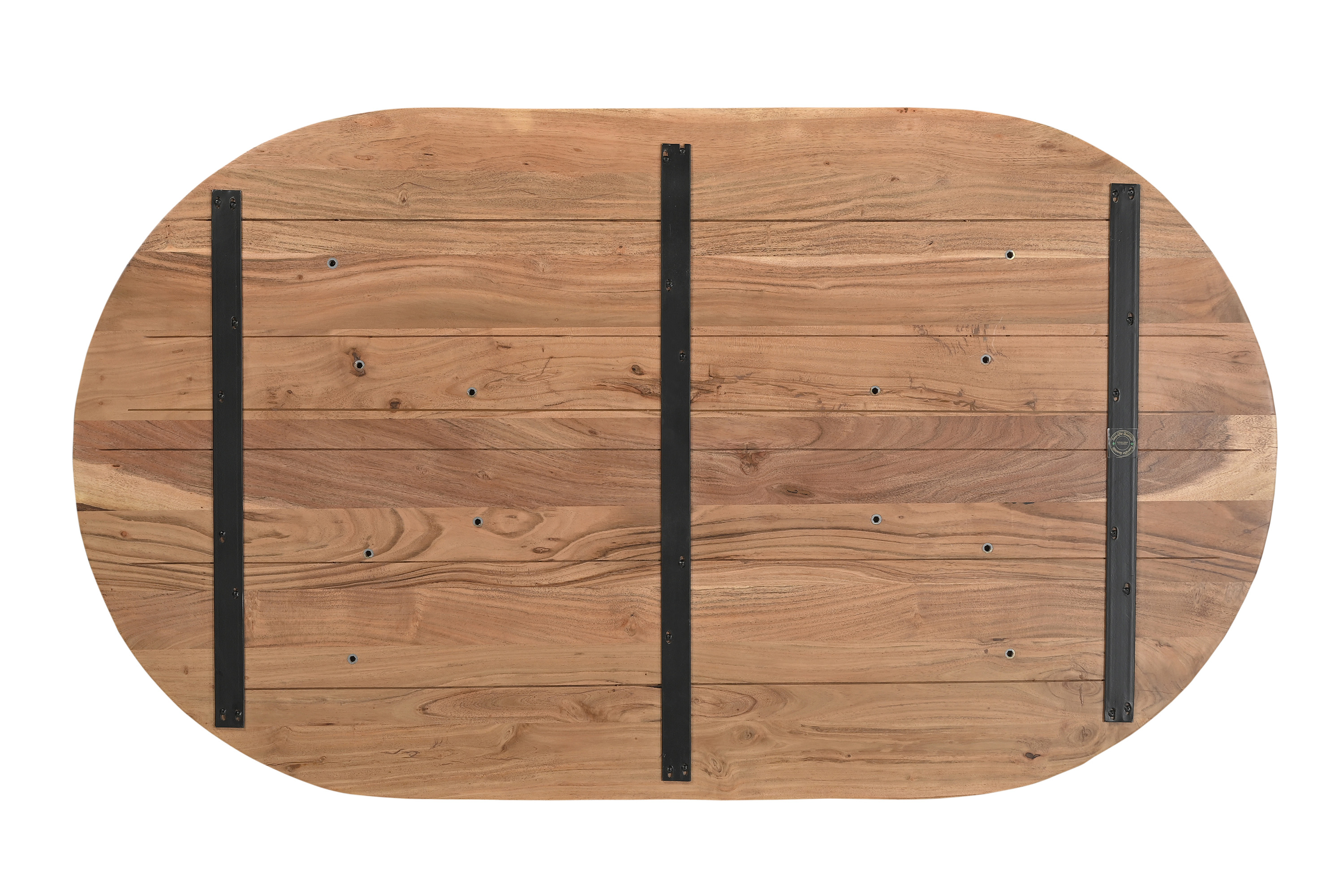 Esstisch 160 x 90 cm Akazienholz Natur gerade Kante oval V-Gestell LAURIE