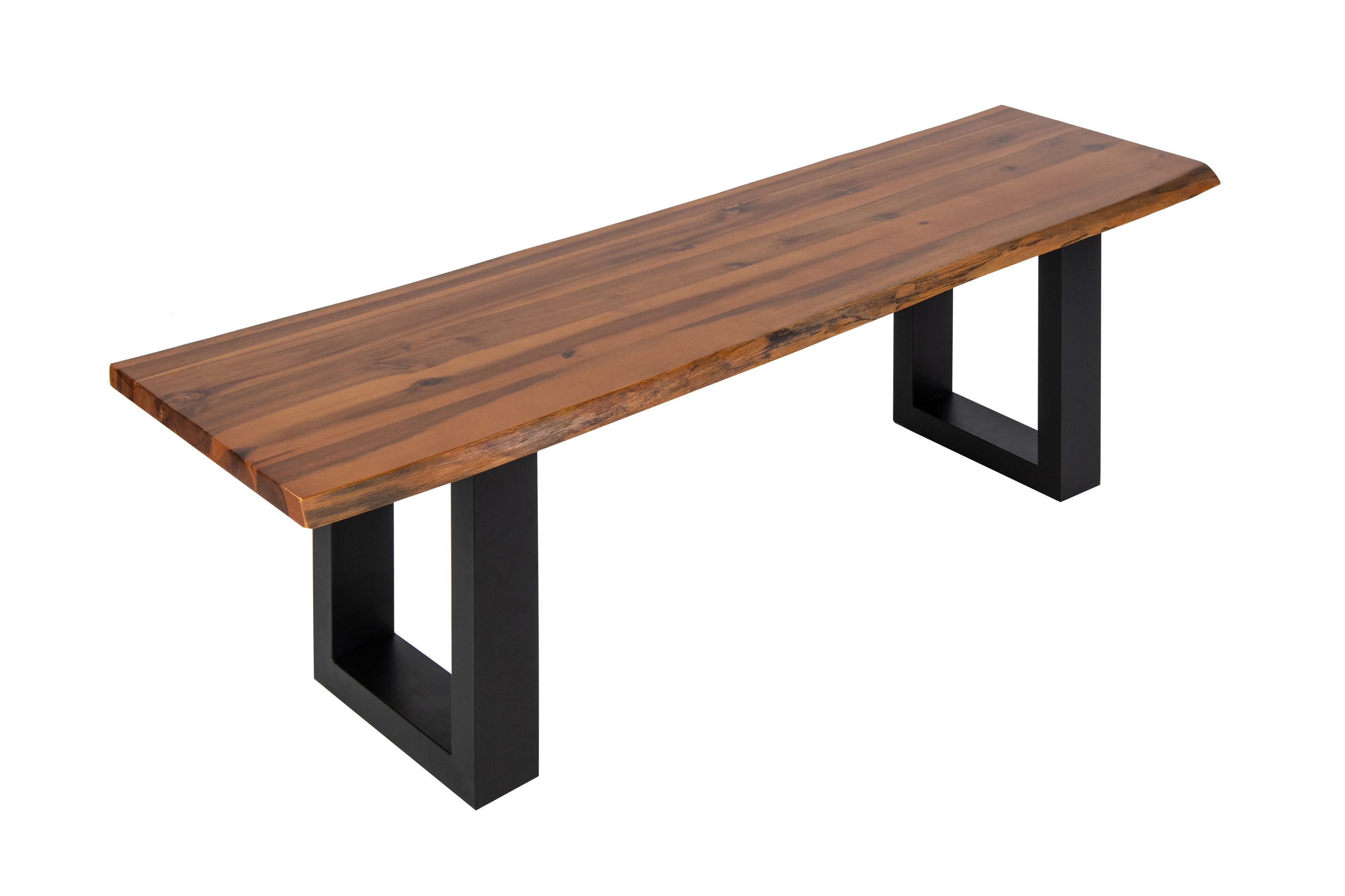 Sitzbank Baumkante 120 cm Cognac massiv Akazie schwarz ESRA