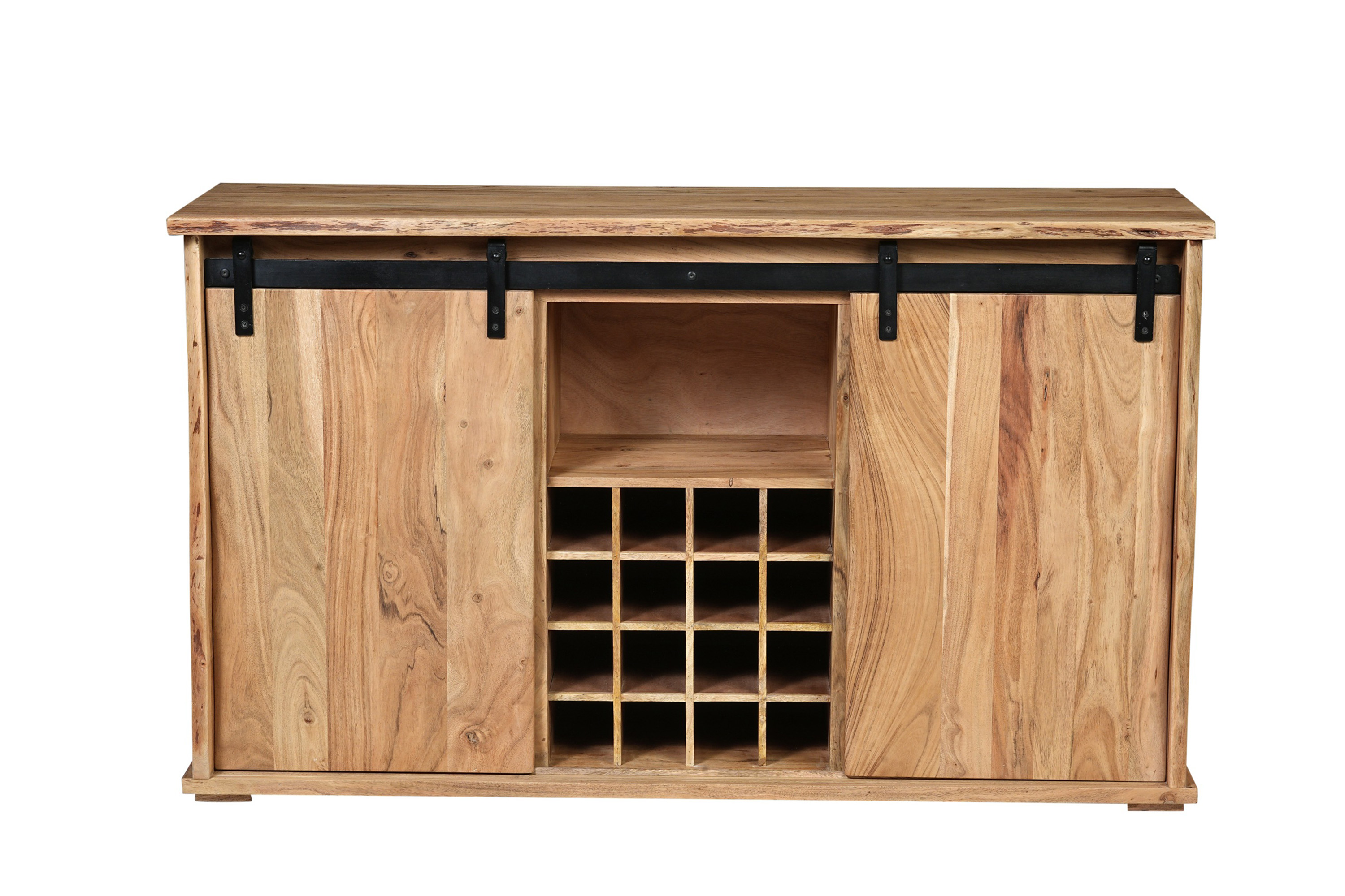 Wein-Sideboard Baumkante 85 x 45 x 145 cm Akazienholz massiv naturfarben LIAN I
