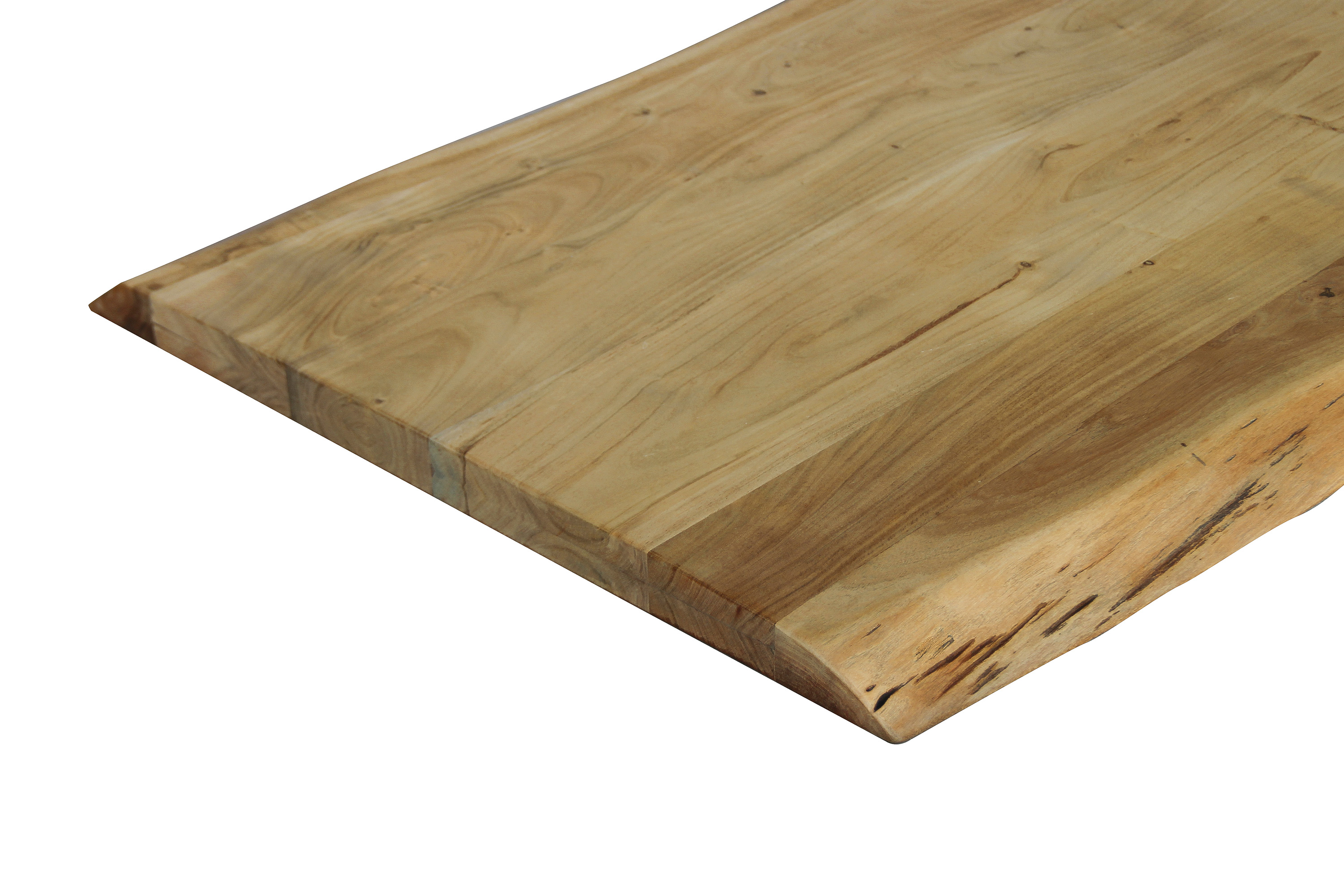 Esstisch Baumkante Akazie massiv eichenfarben 140 x 80 U-Gestell weiß CALI