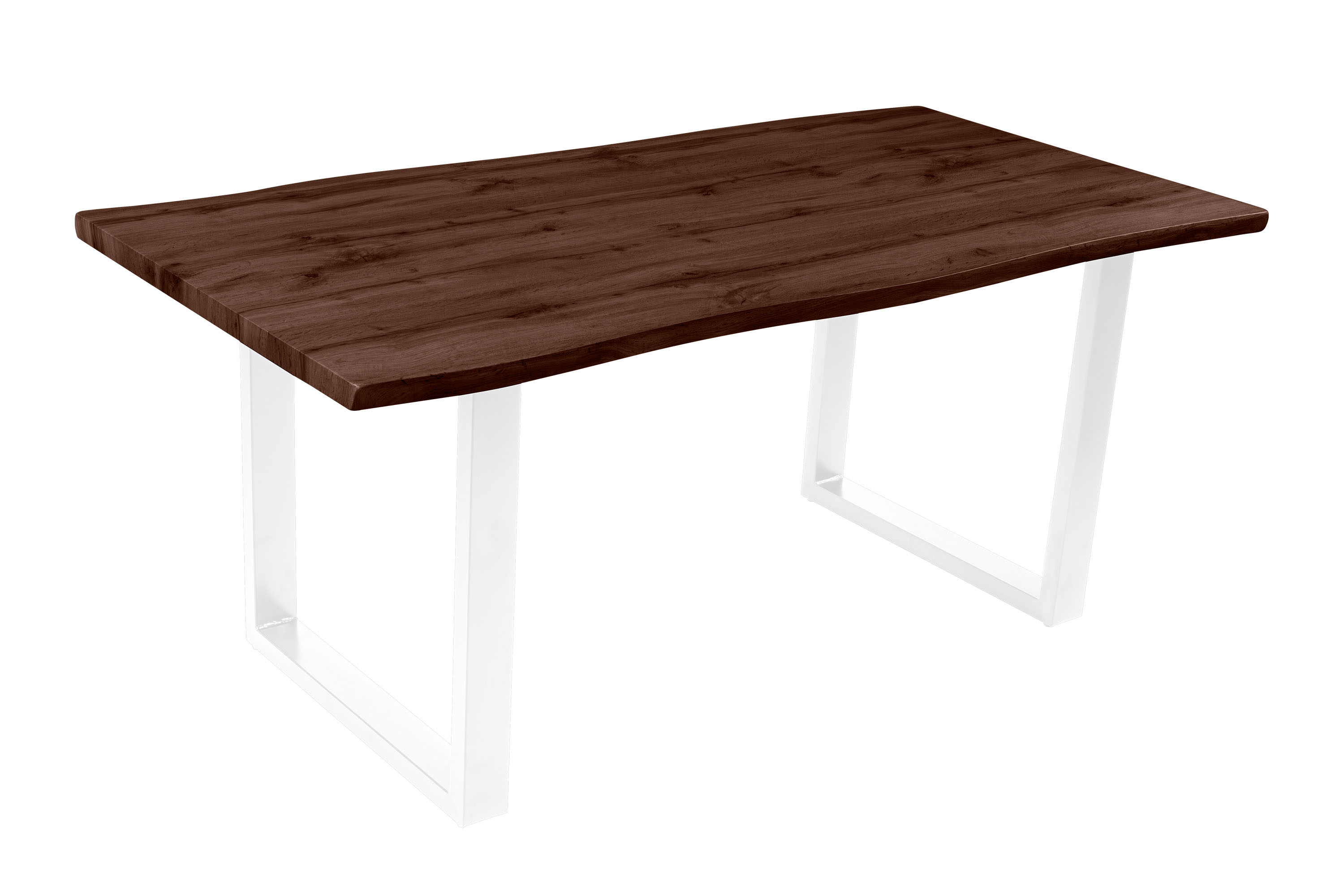 Esstisch Baumkante Holz-Optik Nussbaum 180 x 90 U-Gestell weiß JOSY