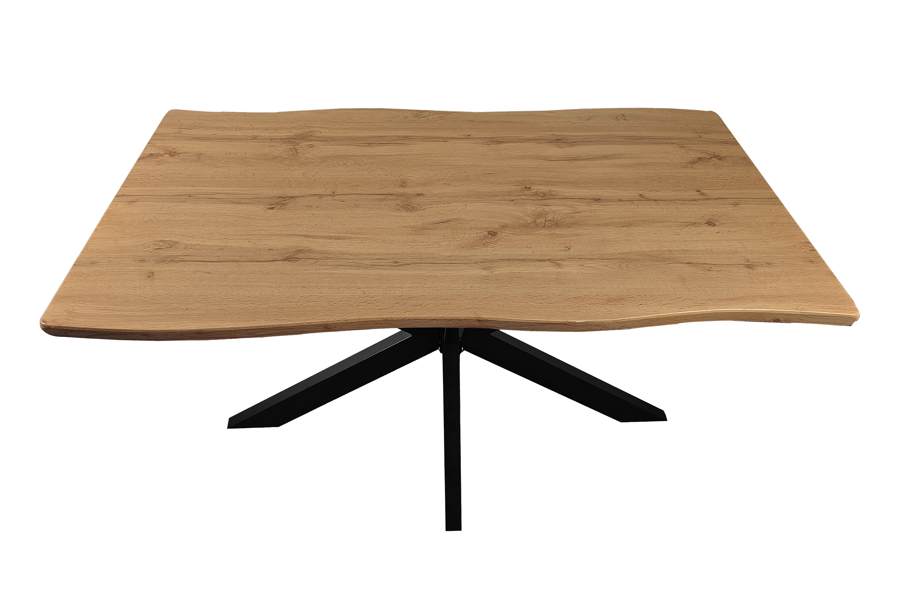 Esstisch Baumkante Holz Nussbaum-Optik 140 x 80 Spider-Gestell schwarz JOSY