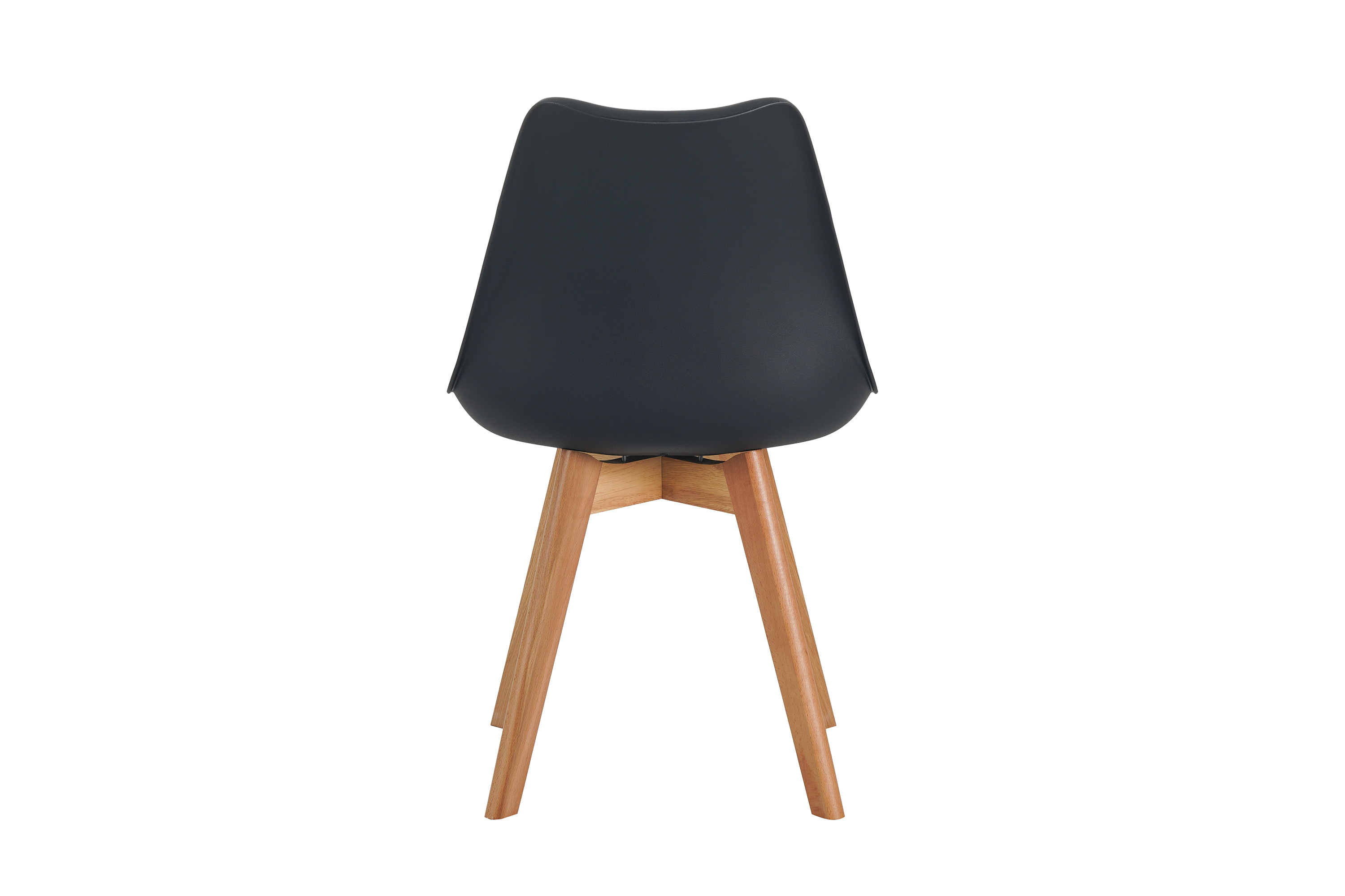 Esszimmer Schalenstuhl & Polster Kunstleder schwarz Stuhlbein Massivholz eichefarben LOVELACE
