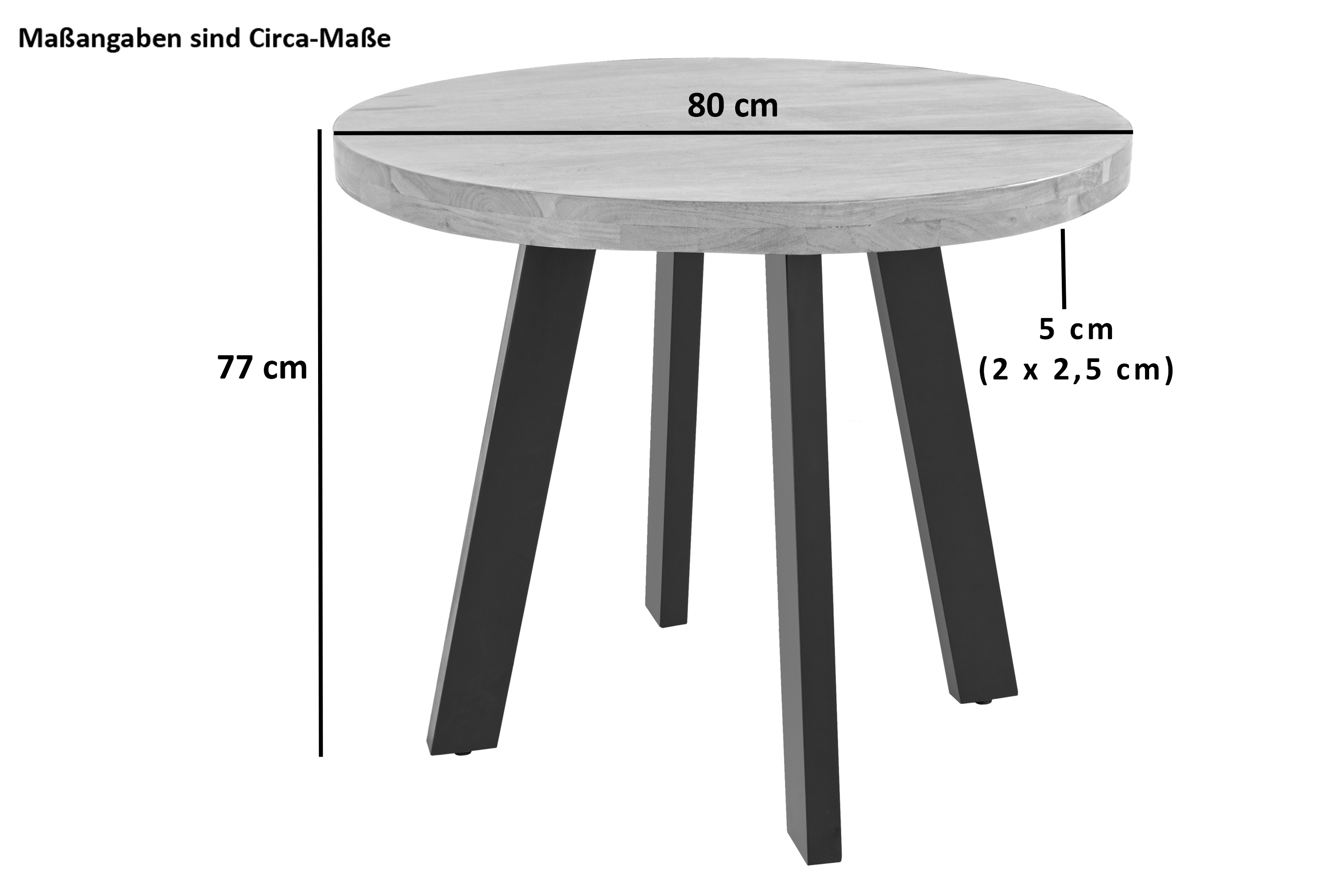 Esszimmertisch rund 80 cm Akazienholz naturfarben schwarz SOPHIA