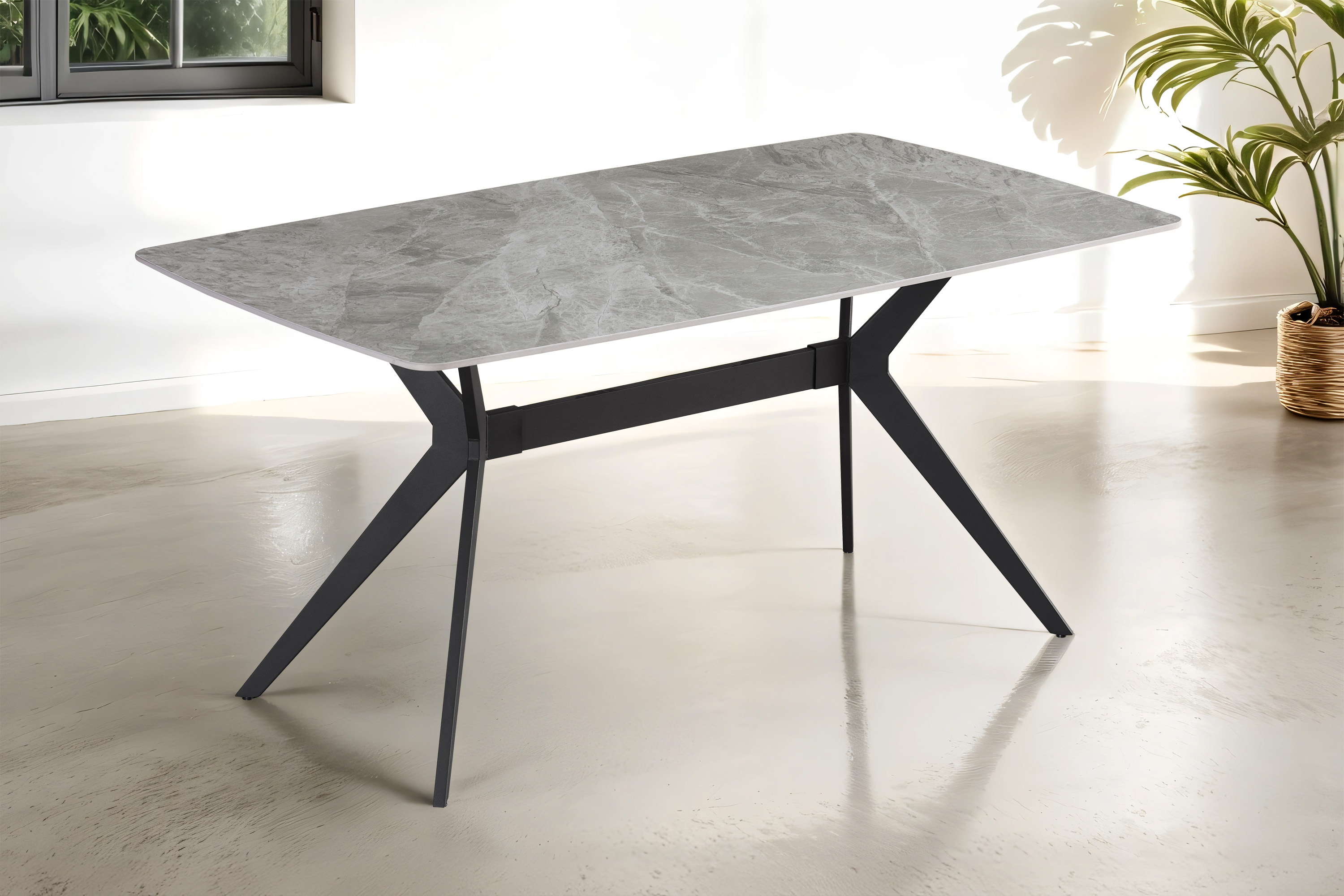 Esstisch Keramik grau 160x90 X-Gestell FLORENZ Esstisch Keramik grau 160x90 X-Gestell FLORENZ