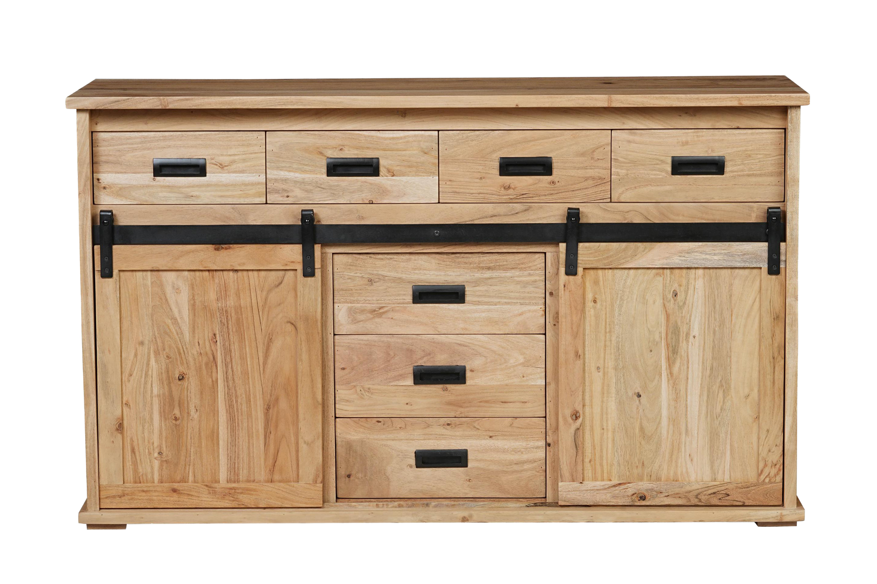 Sideboard 150 x 45 x 90 cm Akazienholz massiv naturfarben ohne Baumkante LIAN 2