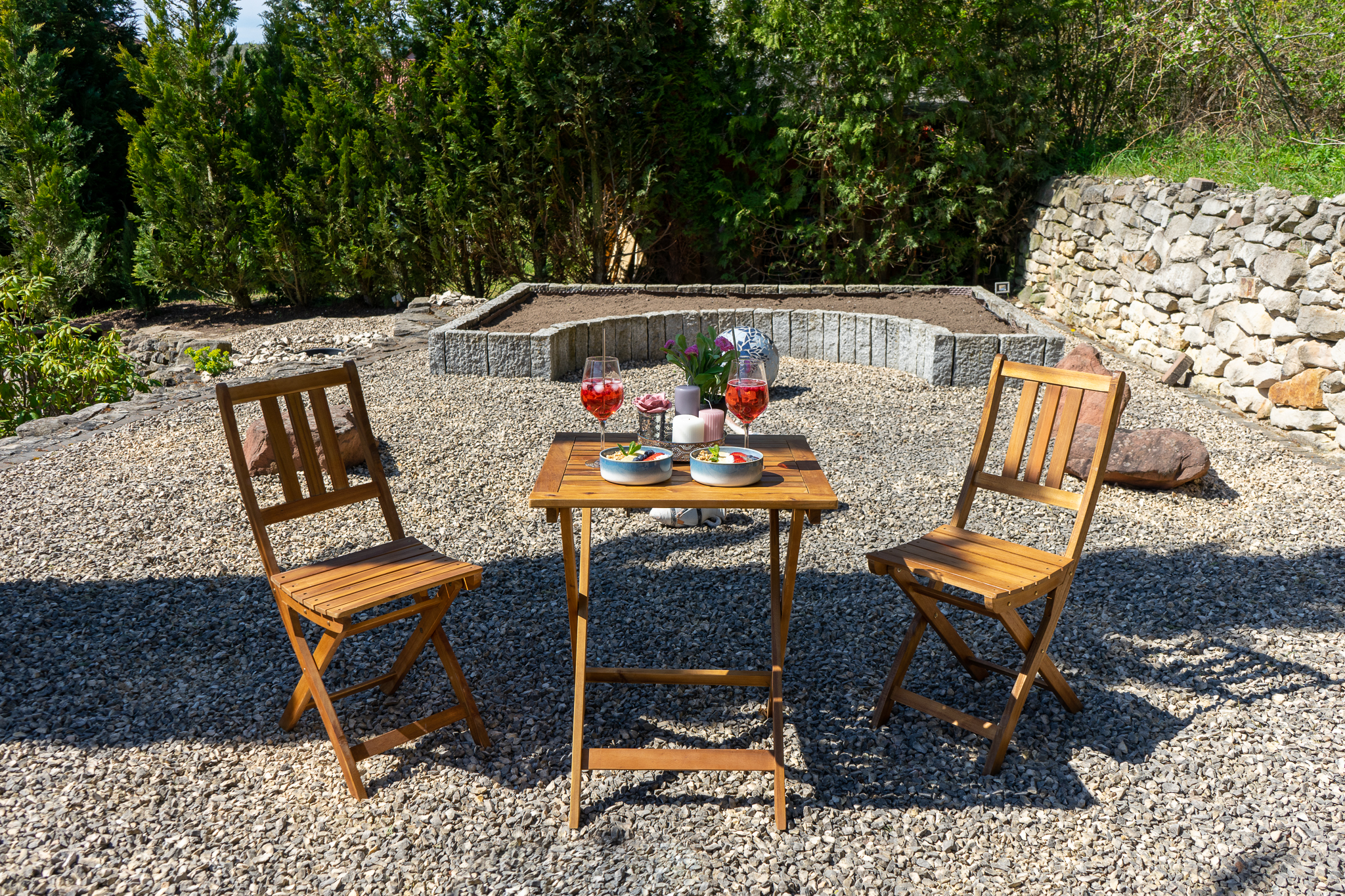  Balkonmöbel Set 3tlg Akazie Klapptisch 60 x 60 cm BLOOM